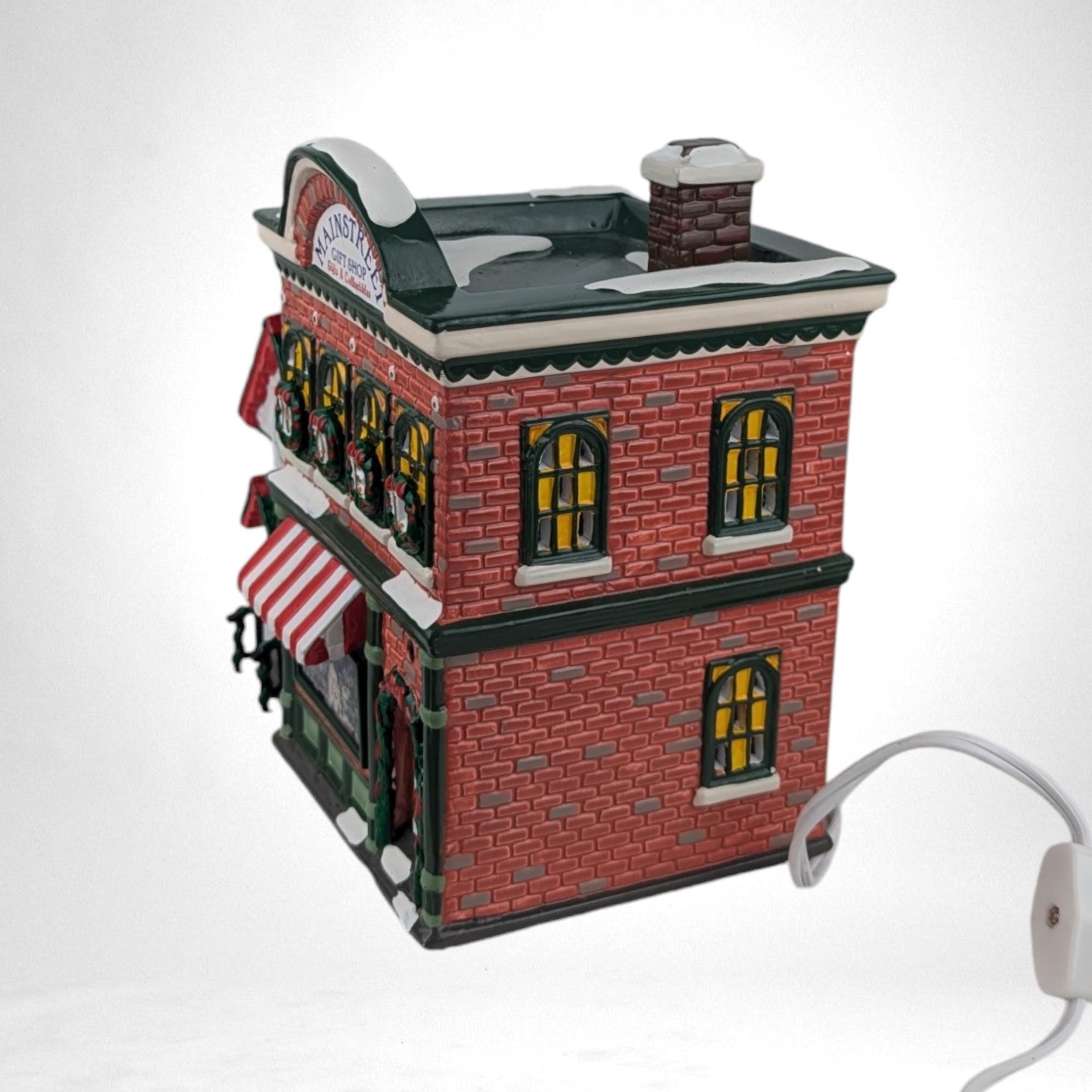 Vintage 1997 Department 56 Main Street Gift Shop | Original Snow Village | Lighted Christmas Village House | Ceramic Holiday Decor