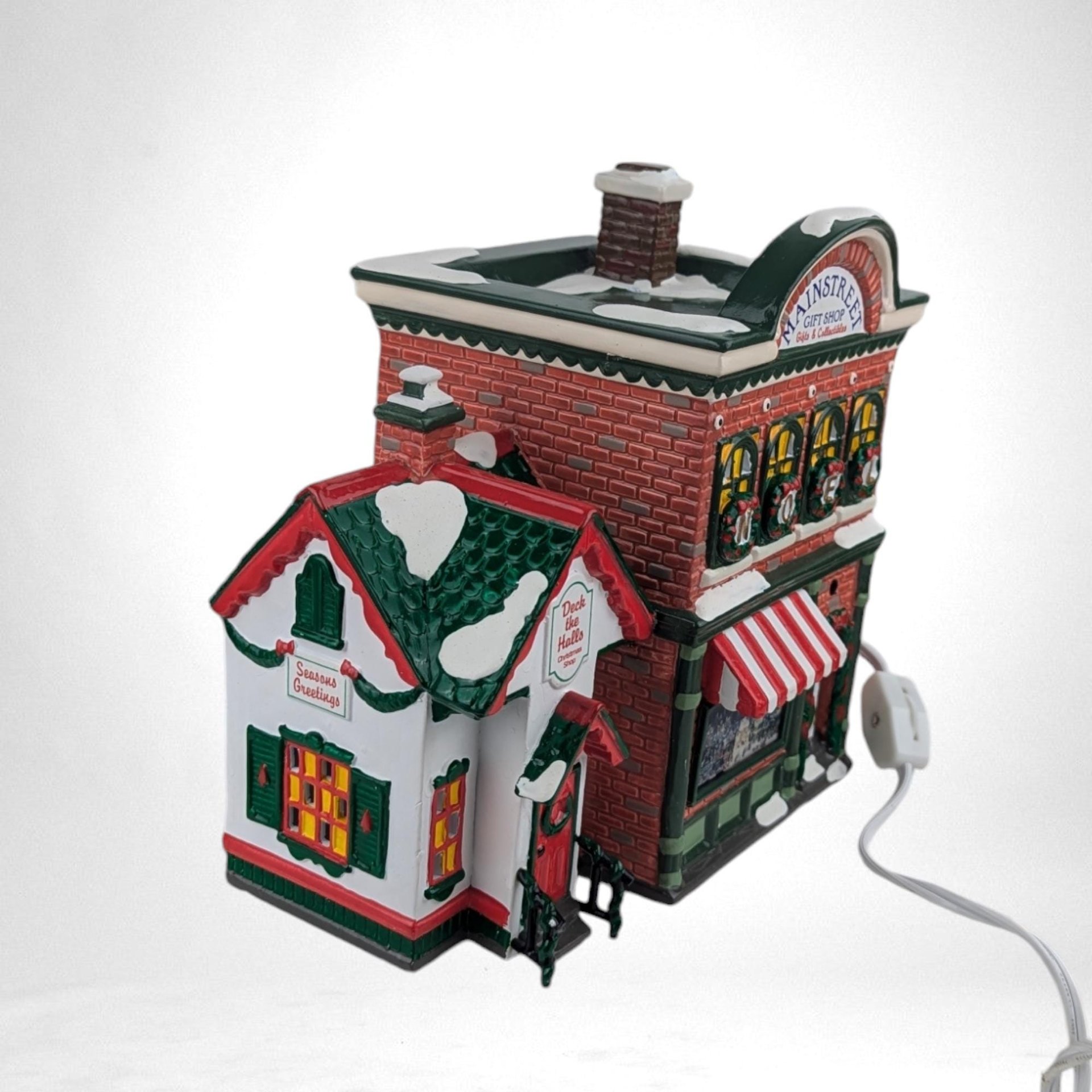 Vintage 1997 Department 56 Main Street Gift Shop | Original Snow Village | Lighted Christmas Village House | Ceramic Holiday Decor