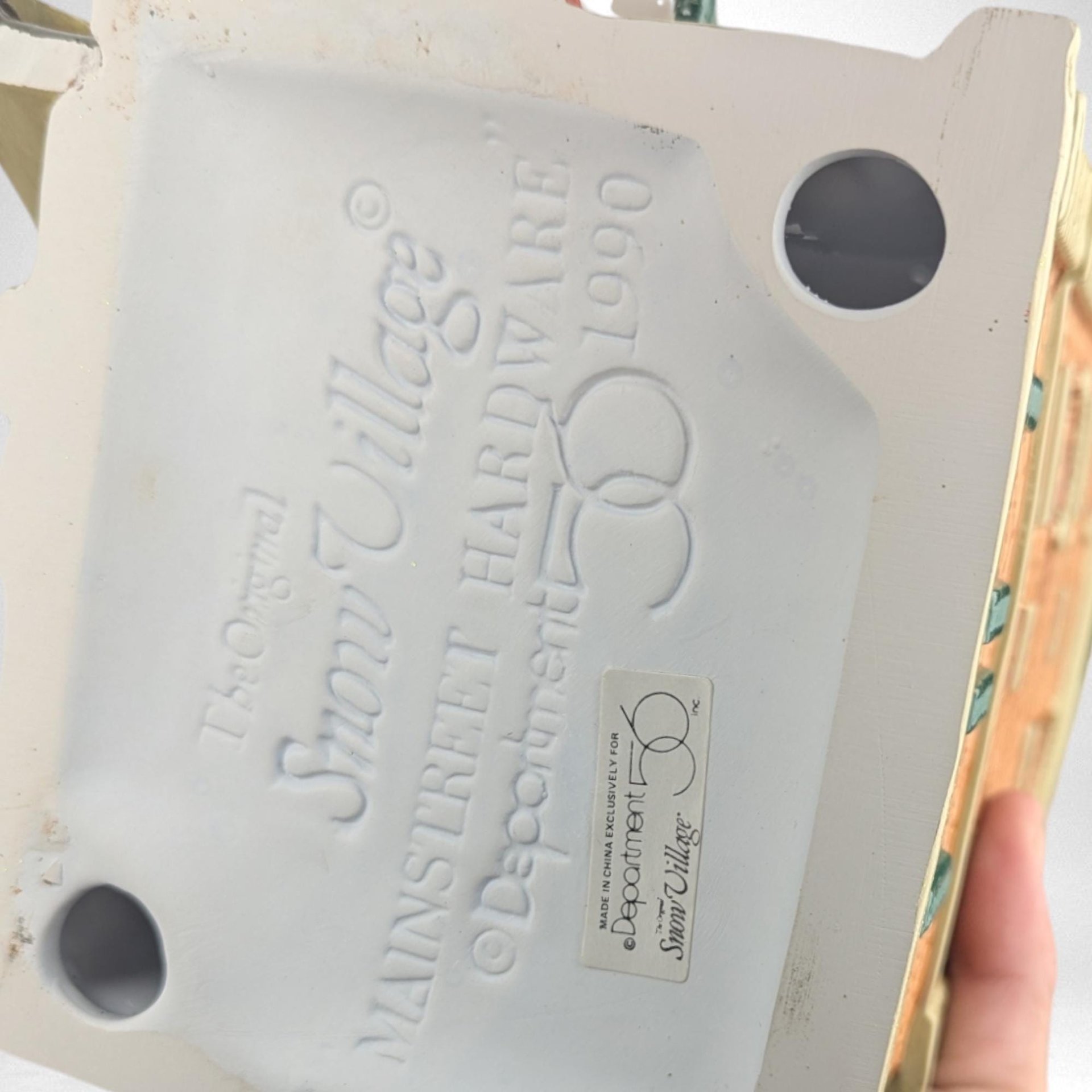 Vintage 1990 Department 56 Main Street Hardware | Original Snow Village | Lighted Christmas Village House | Ceramic Holiday Decor