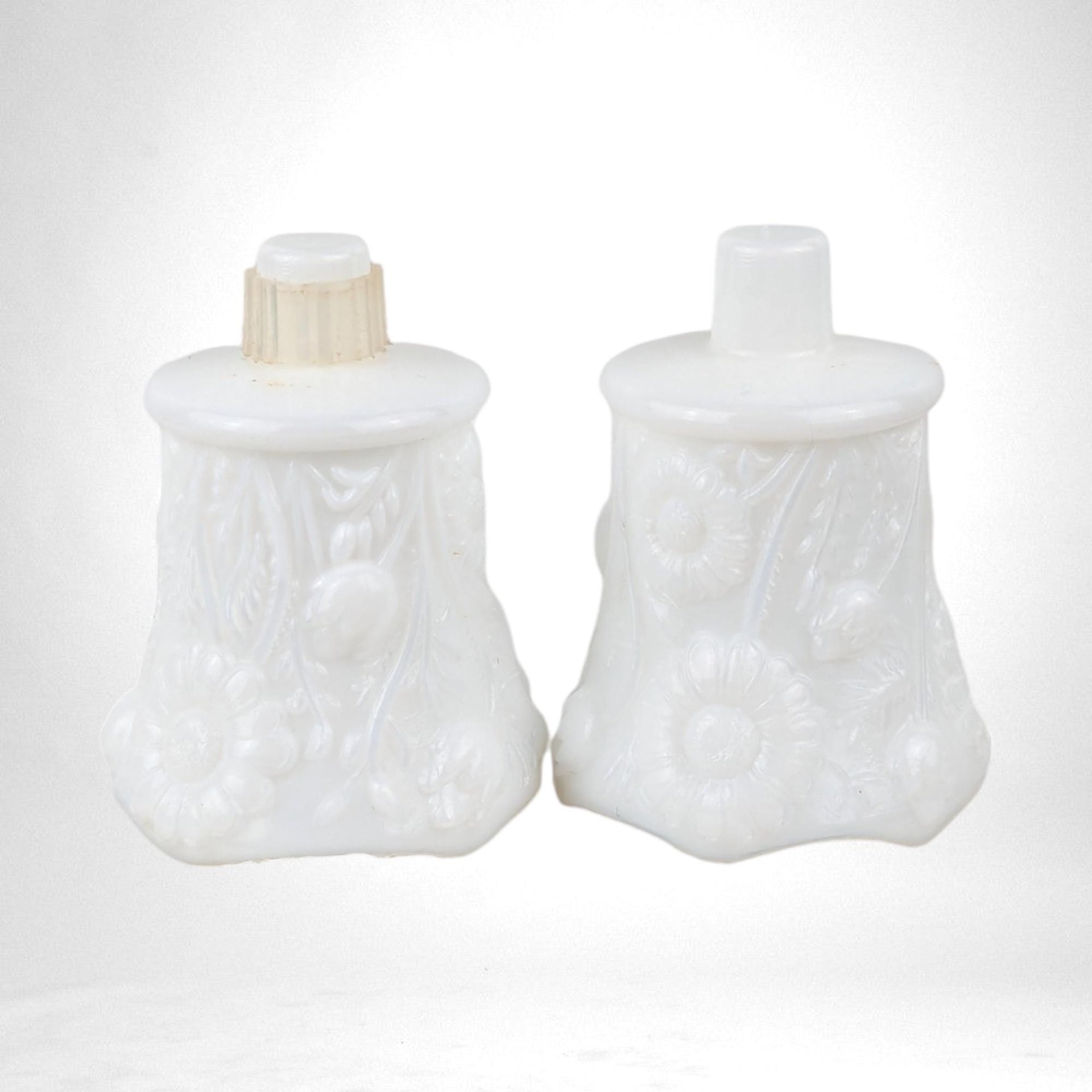 Vintage White Milk Glass Peg Votive Candle Holders | Floral Design | Set of 2 | Cottagecore Decor | Romantic Ambiance