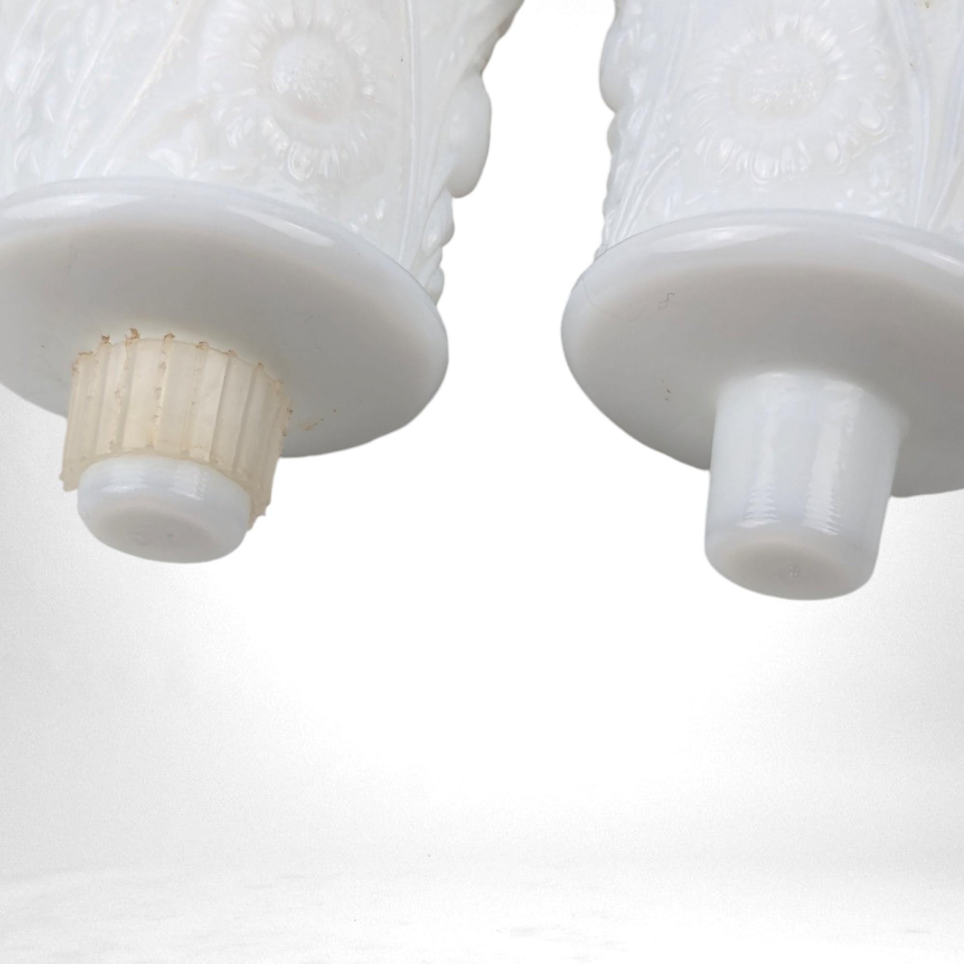 Vintage White Milk Glass Peg Votive Candle Holders | Floral Design | Set of 2 | Cottagecore Decor | Romantic Ambiance
