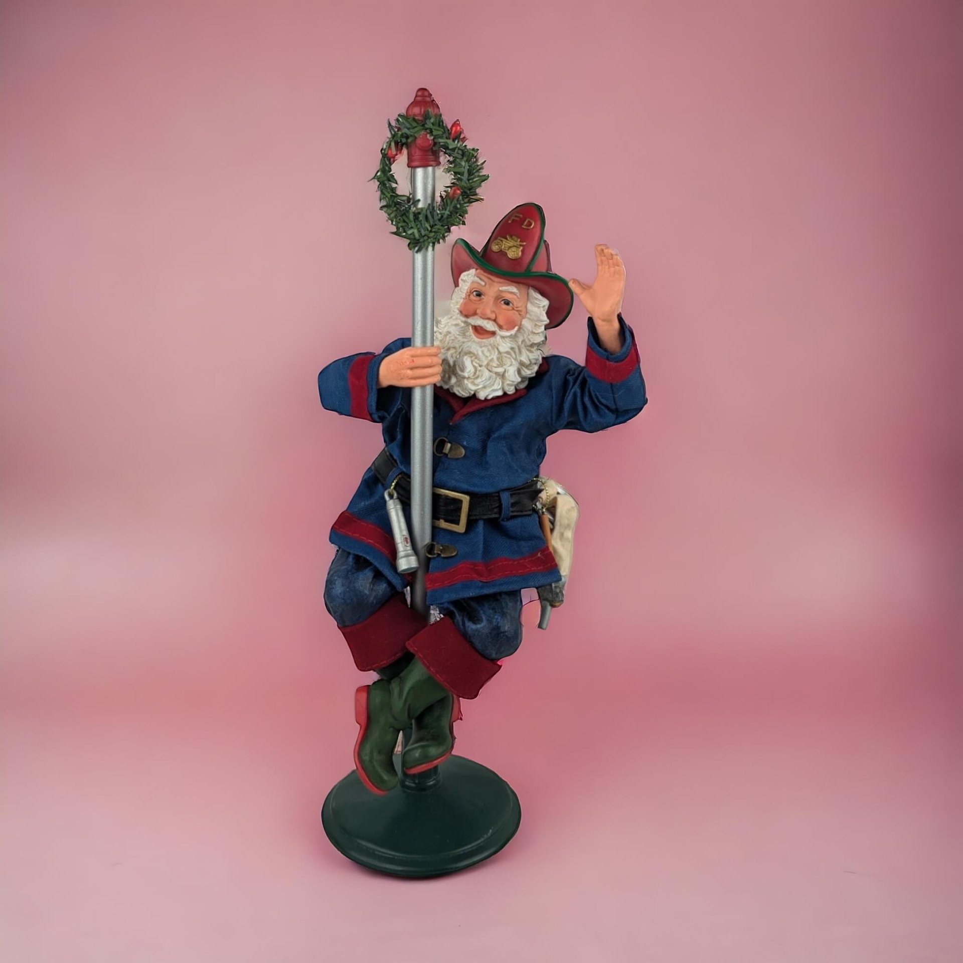Vintage Fireman Santa Figurine,  Christmas Decor, Holiday Decor,  Firefighter Santa,  Collectible Santa,  Unique Christmas Gift