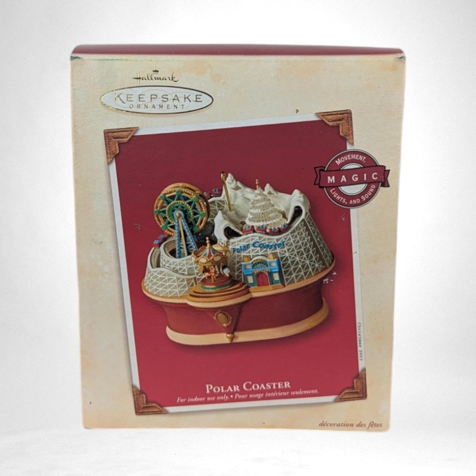 2003 Hallmark Polar Coaster Magic Ornament | Lights & Sounds | Vintage Christmas Ornament | Winter Wonderland | Gift for Kids