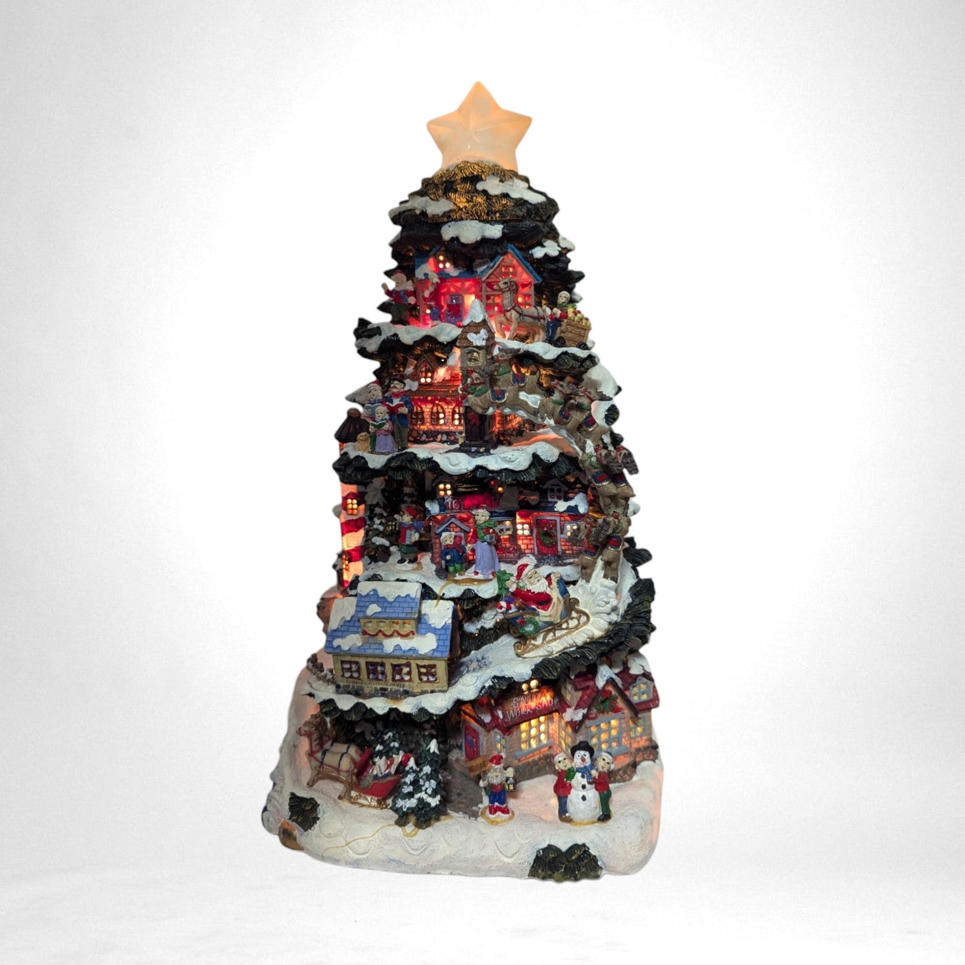 Vintage Kmart Trim A Tree Lighted Christmas Tree Village |  Christmas Village Scene |  Holiday Decor |  Tabletop Christmas Tree | 13.5"