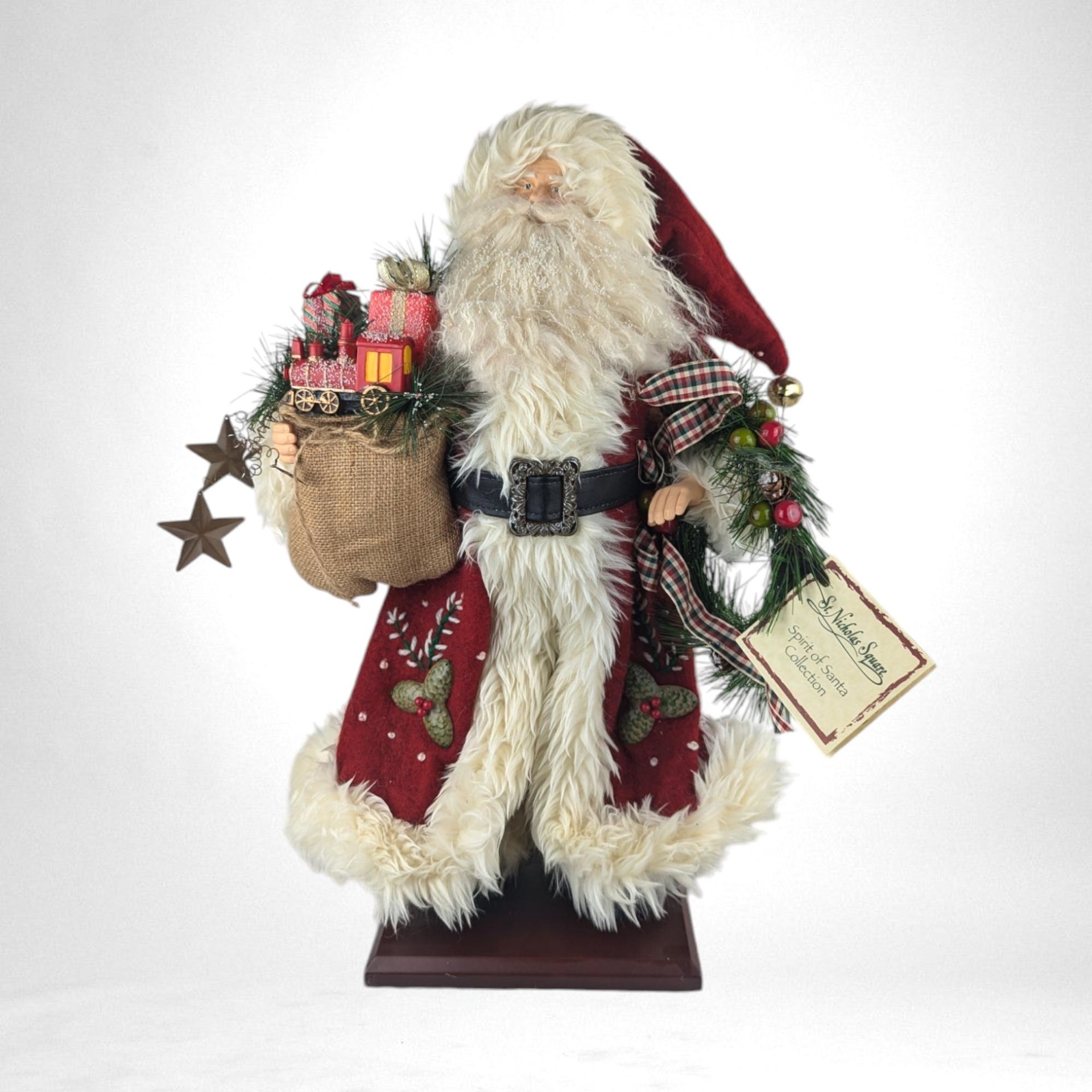 Vintage St. Nicholas Square Storybook Santa Figure, 18" Christmas Santa Claus, Holiday Decor, Collectible Santa
