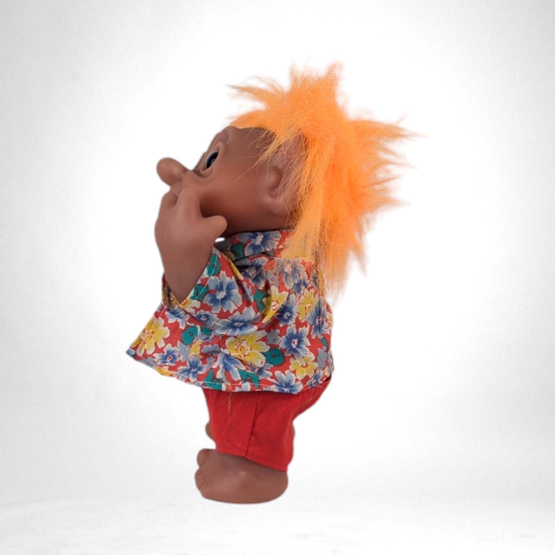 Vintage 1977 Thomas Damm Troll Doll in Hawaiian Shirt - Collectible Toy Figure