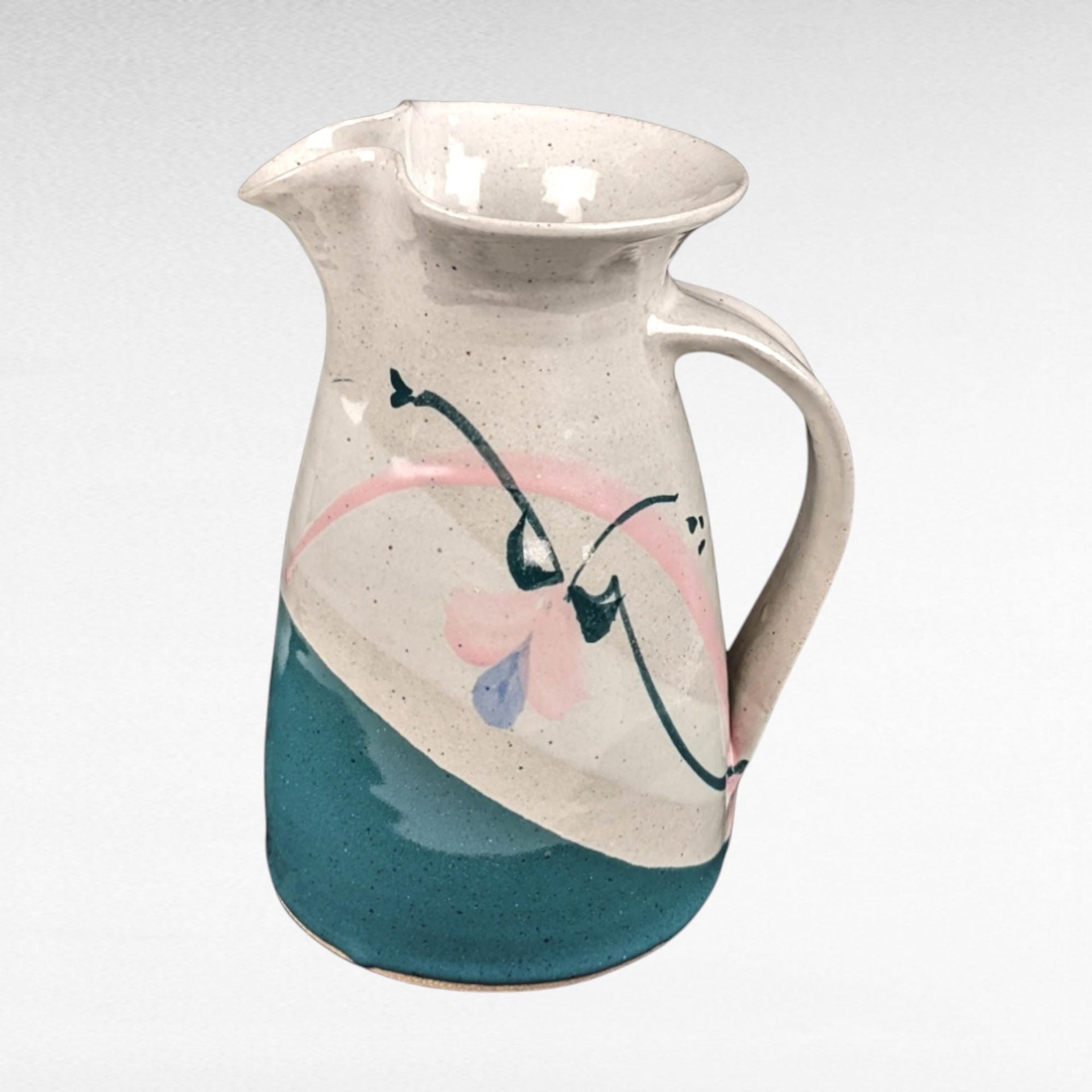 Studio Pottery Pitcher | Signed Earthenware Pitcher | Handmade Ceramic Pitcher | Rustic Home Decor