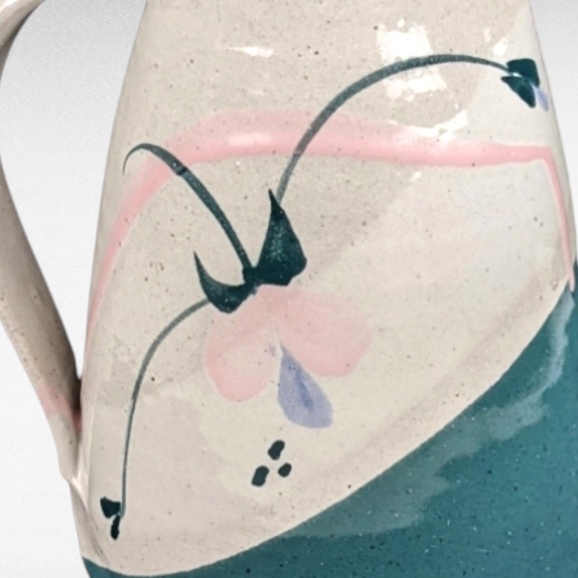 Studio Pottery Pitcher | Signed Earthenware Pitcher | Handmade Ceramic Pitcher | Rustic Home Decor