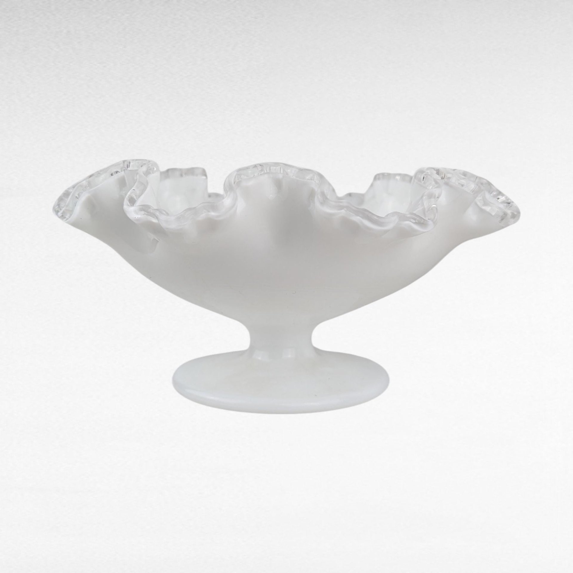 Fenton Silvercrest Milk Glass Ruffled Pedestal Dish | Vintage Candy Dish | 1960s Glassware | Candy Dish