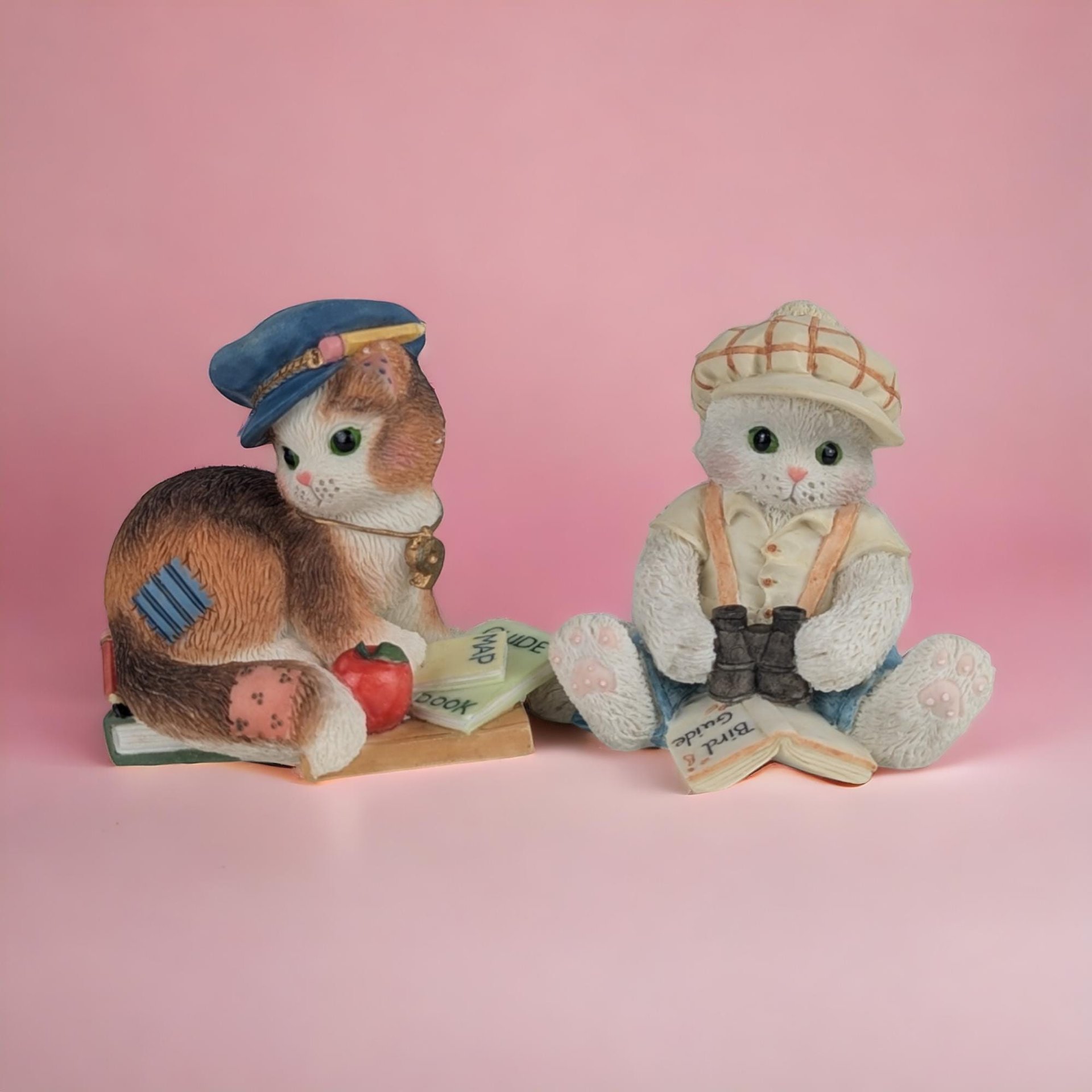 Pair of Enesco Calico Kittens Figurines | Priscilla Hillman | "Thanks for Guiding Us" & "I'm Lost Without You" | With Boxes