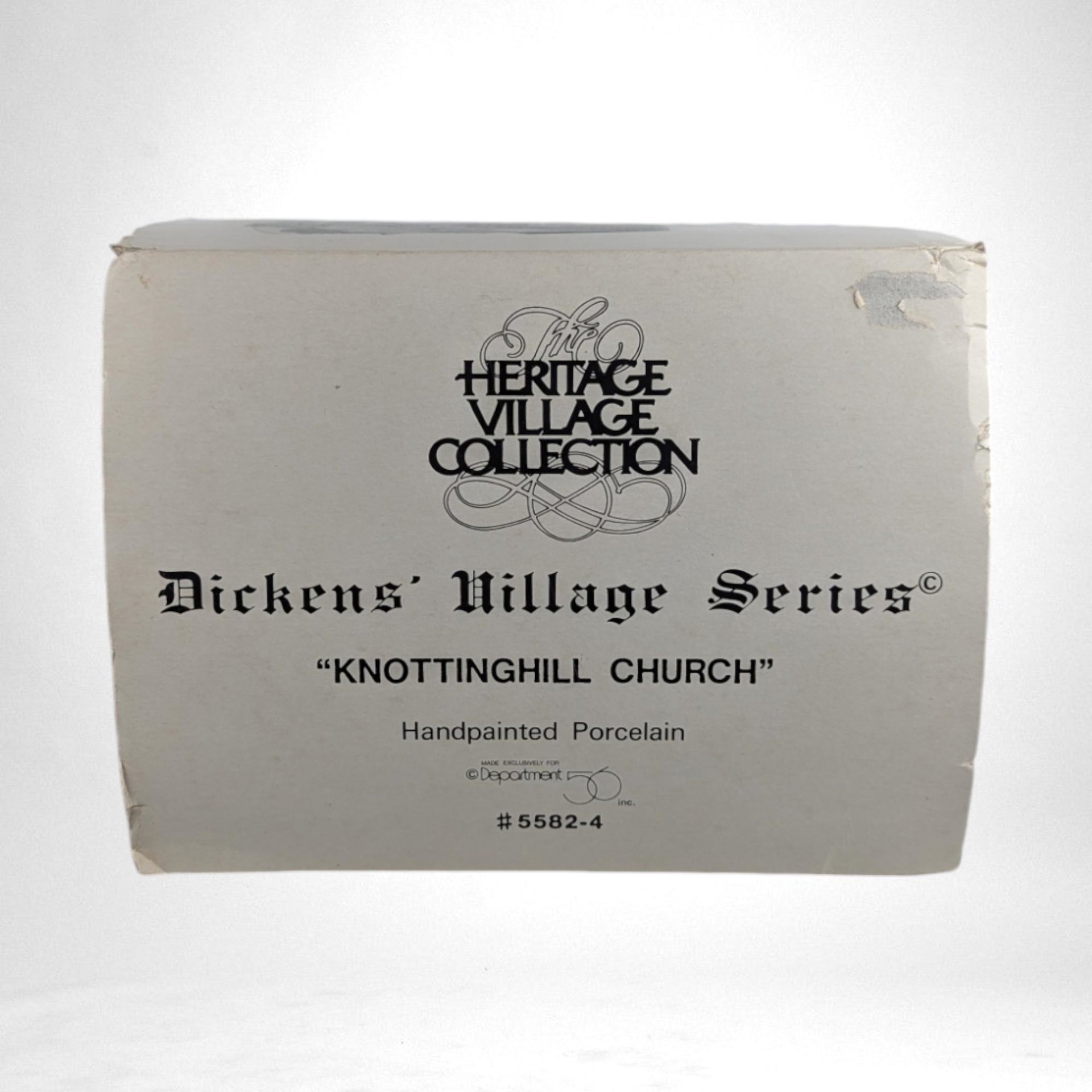 Vintage 1989 Dept 56 Dickens' Village "Knottinghill Church" | Lighted Porcelain Building | Christmas Village
