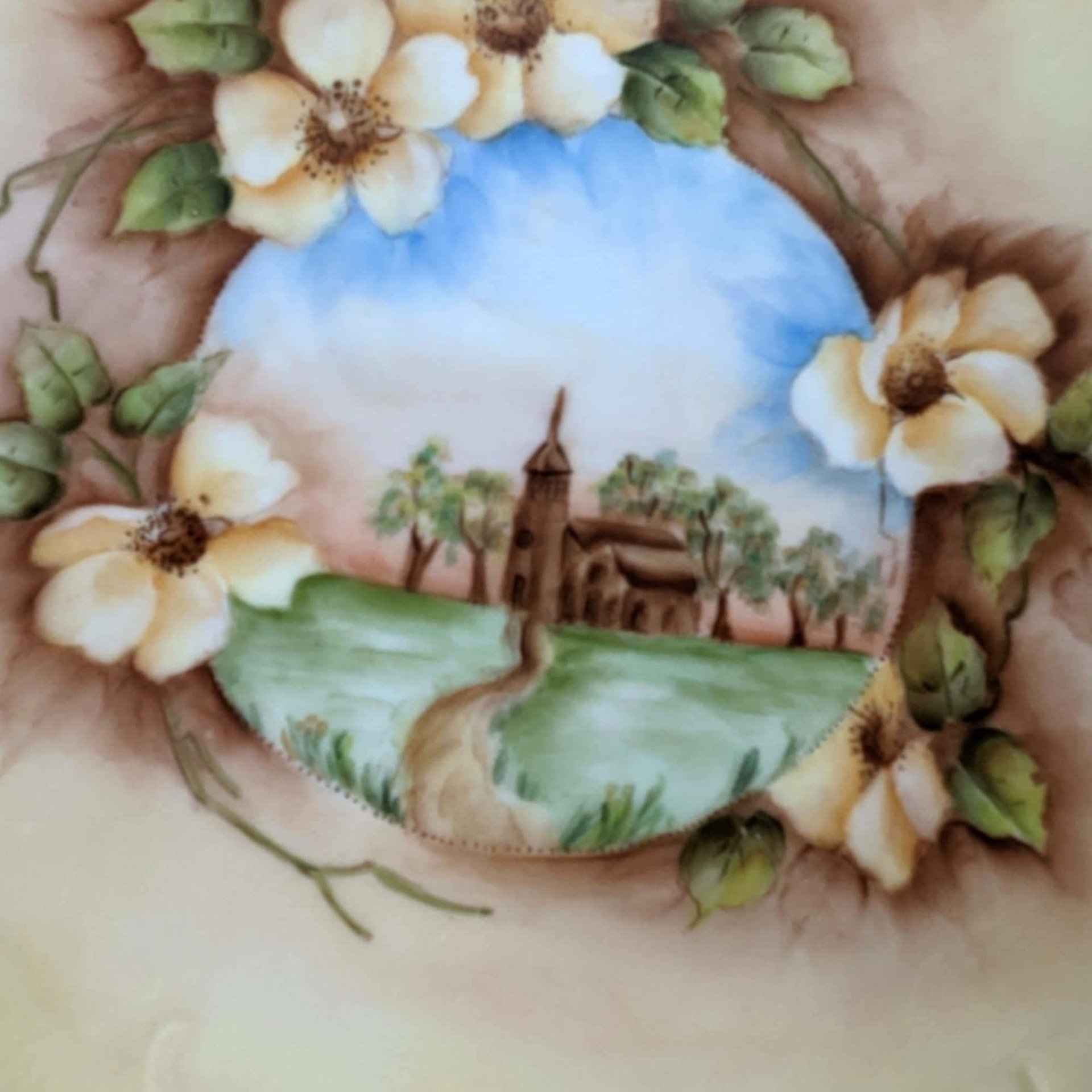 Susan Johnson Plates, Set of 4, Hand Painted, Vintage 1971, Floral, Fruit, Landscape, Wall Decor, Collectible Plates