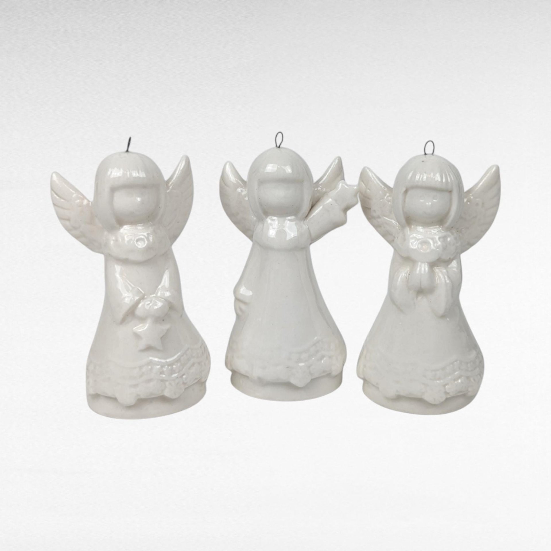Vintage White Angel Collection | Porcelain Ornaments, Wall Hanging, and Figurine | Heavenly Holiday Decor
