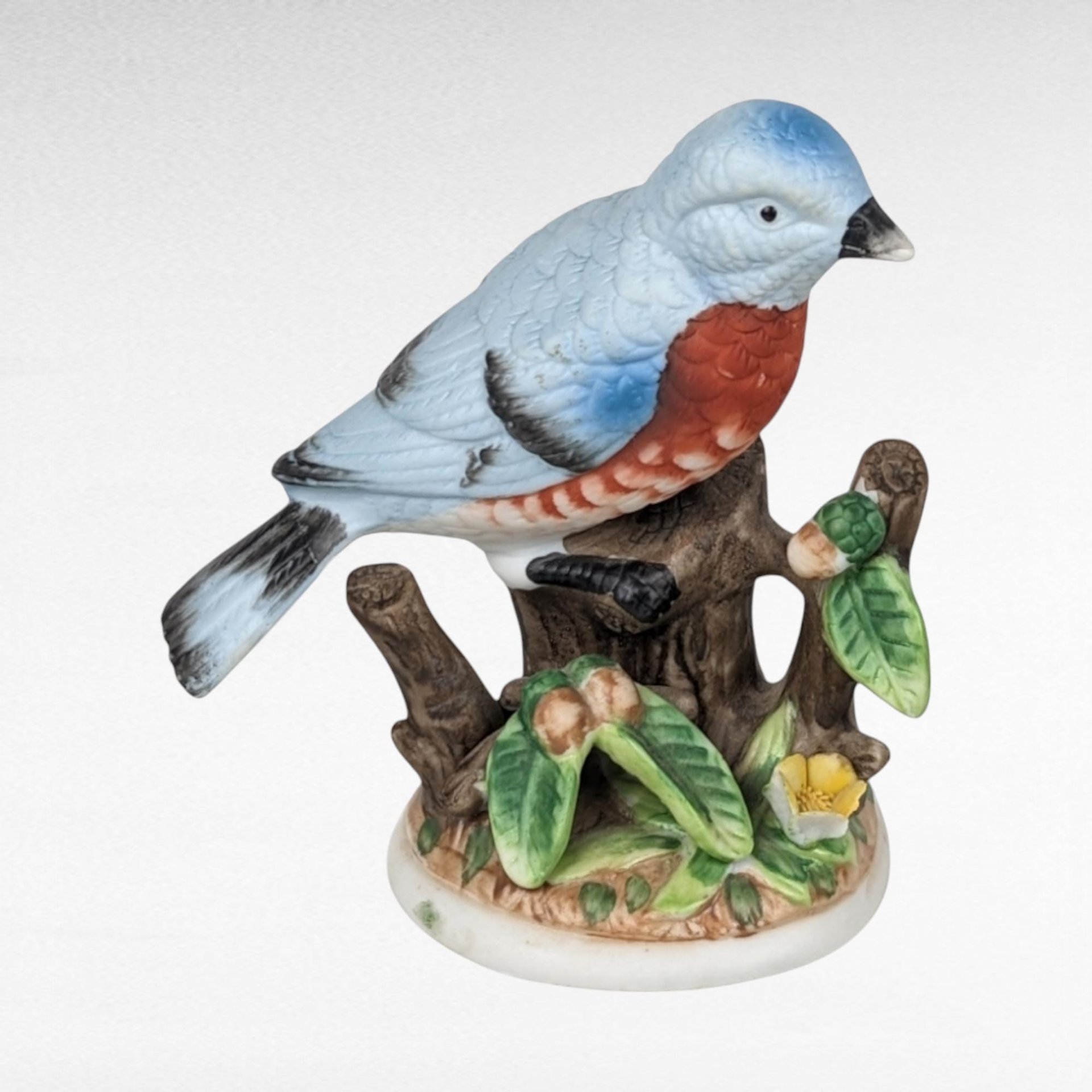 Vintage Spring Music Boxes & Bluebird Figurine | Porcelain Girl with Cat, Bisque Birds, Ceramic Bluebird | Decorative Collectibles