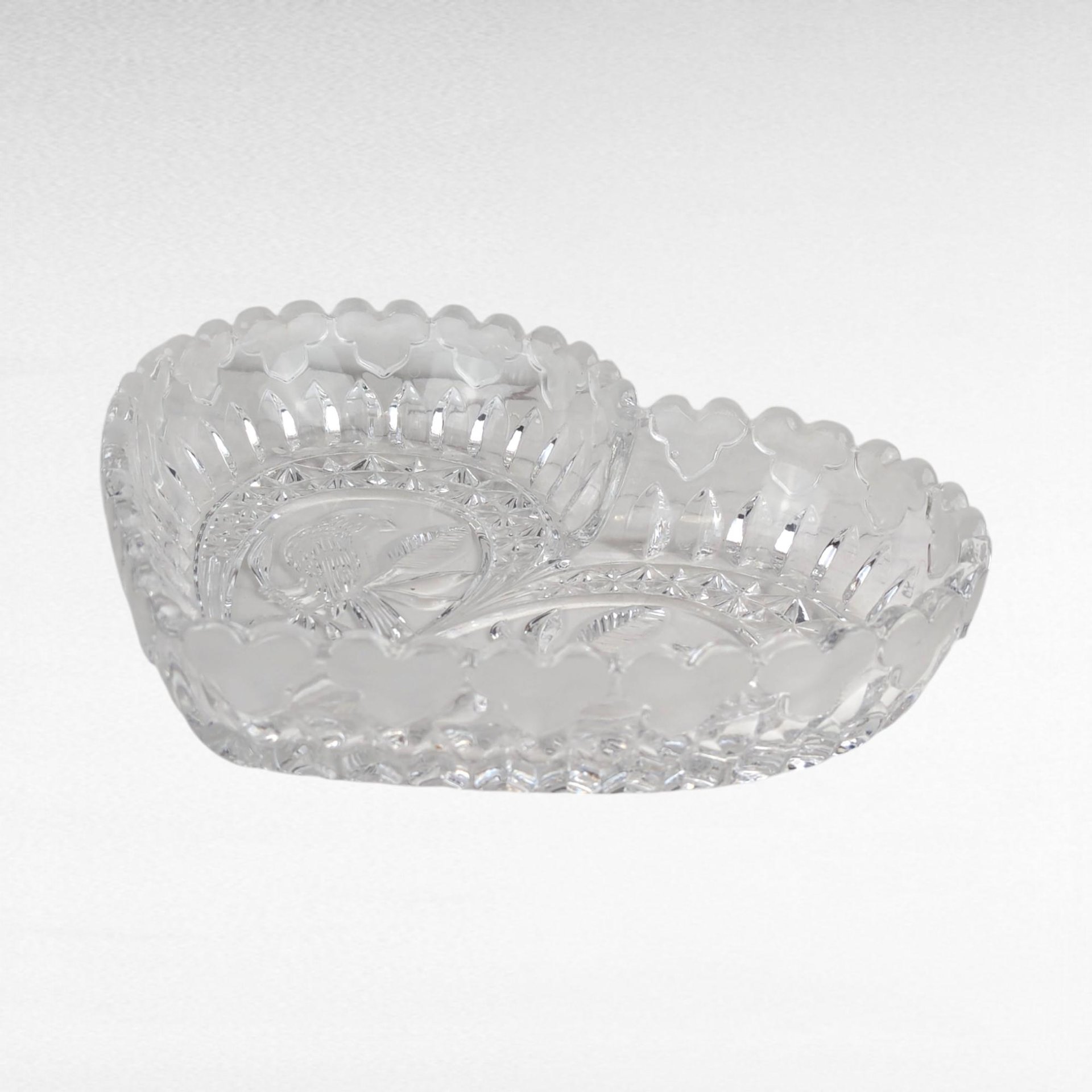 Hofbauer Byrdes Heart Shaped Crystal Dish | Vintage Lovebirds Dish | Collectible Glass Bowl | Wedding Gift | Home Decor