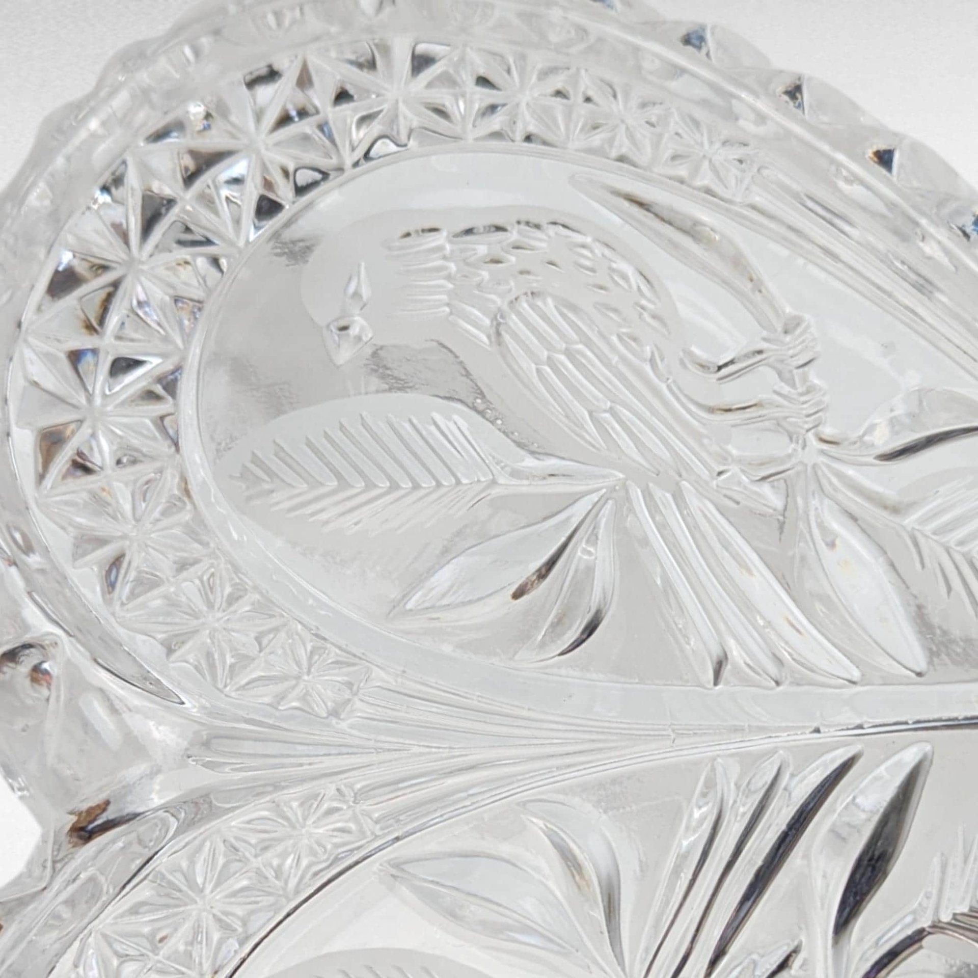 Hofbauer Byrdes Heart Shaped Crystal Dish | Vintage Lovebirds Dish | Collectible Glass Bowl | Wedding Gift | Home Decor