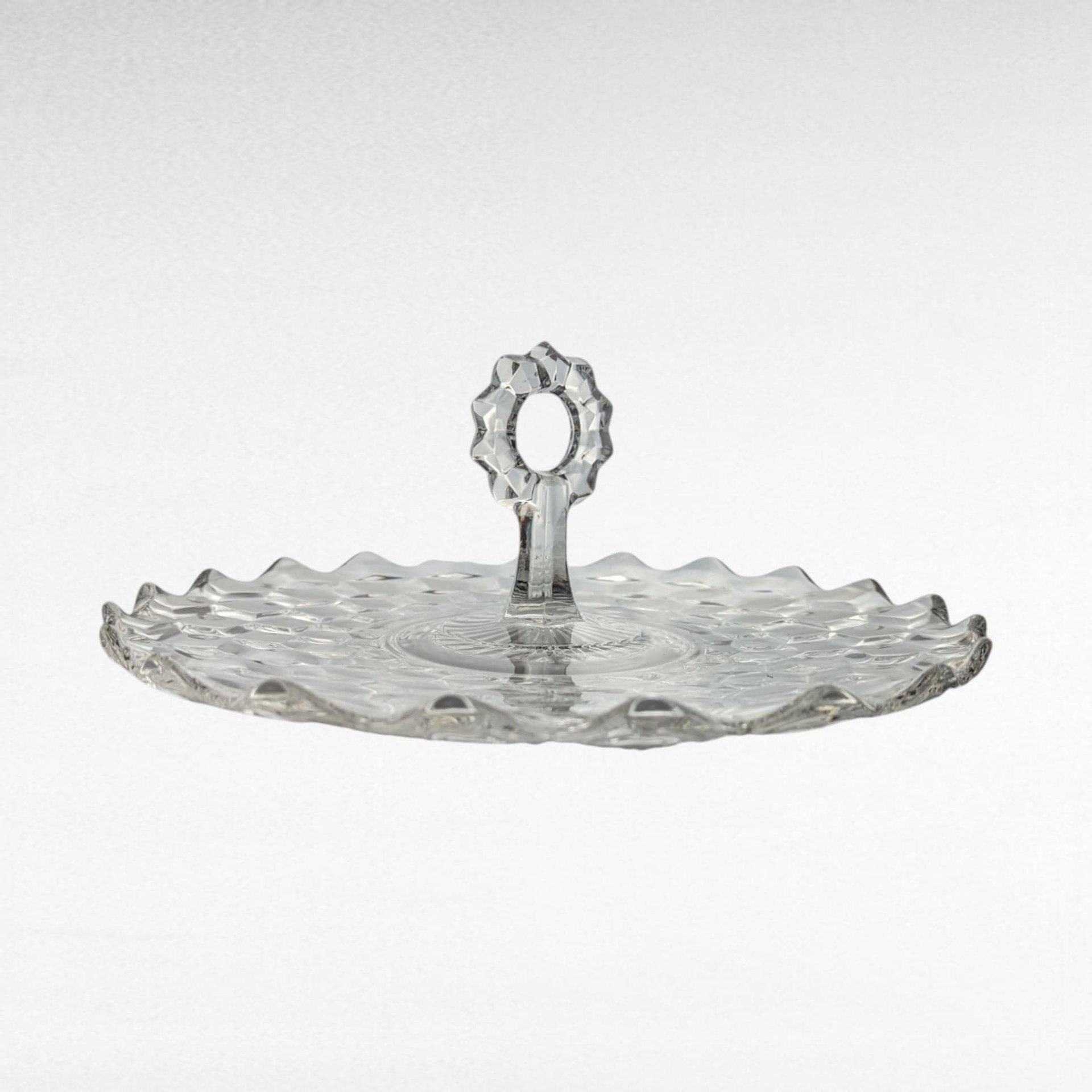 Vintage Fostoria American Clear Glass Serving Tray with Handle | Centerpiece Serving Platter