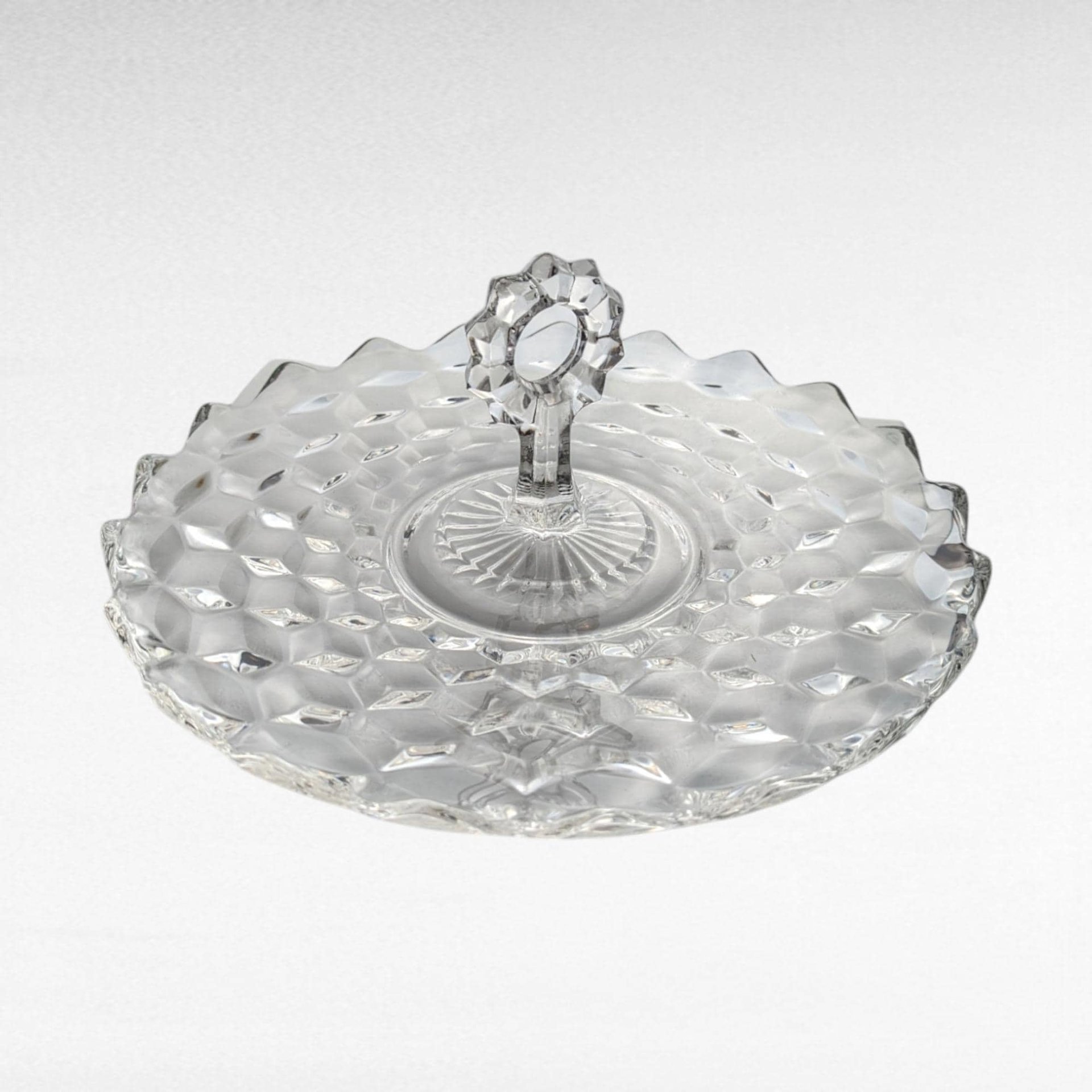 Vintage Fostoria American Clear Glass Serving Tray with Handle | Centerpiece Serving Platter