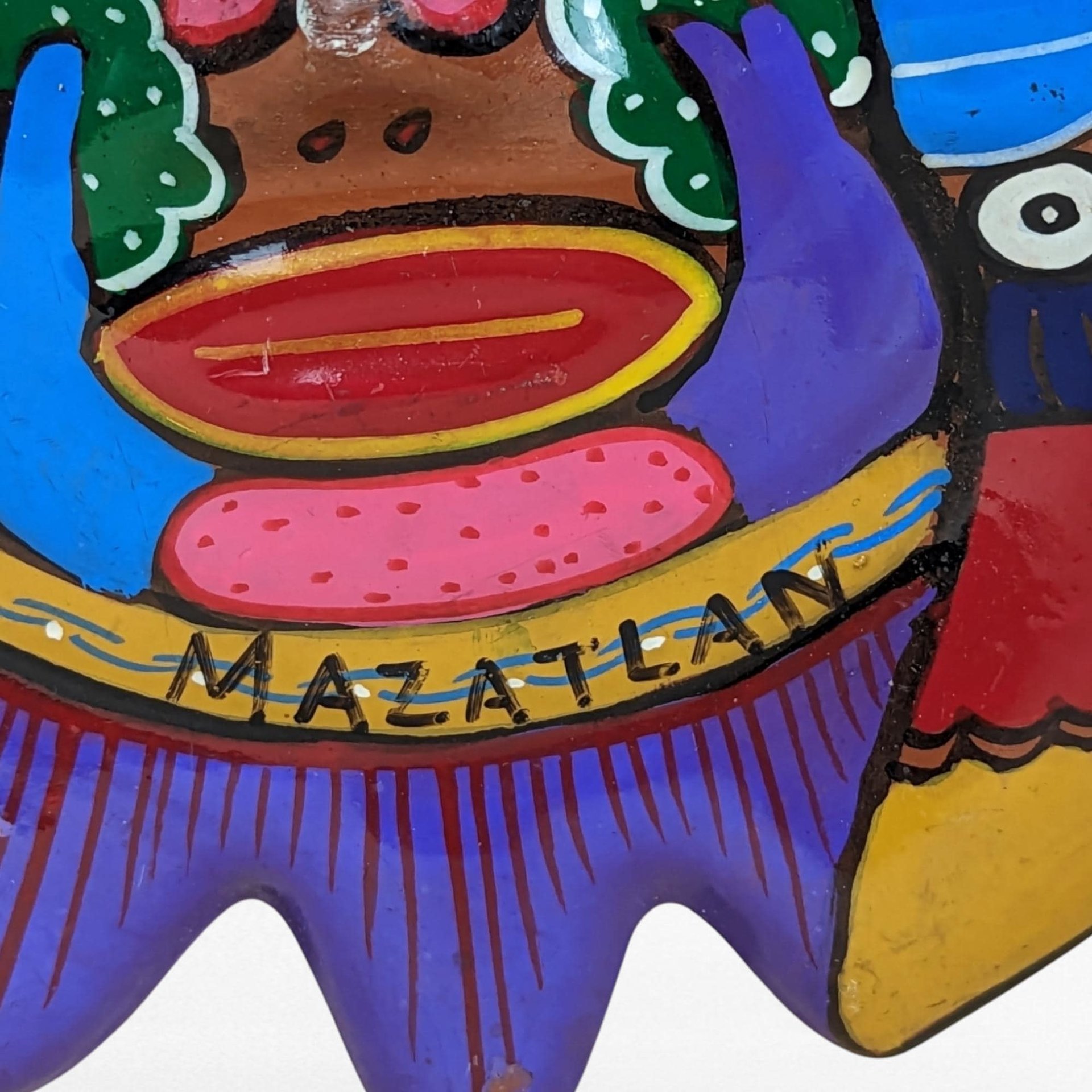 Mexican Folk Art Sun and Moon Wall Hanging, Terracotta, Hand-Painted, 9 Inches, Boho Decor, Southwestern Decor