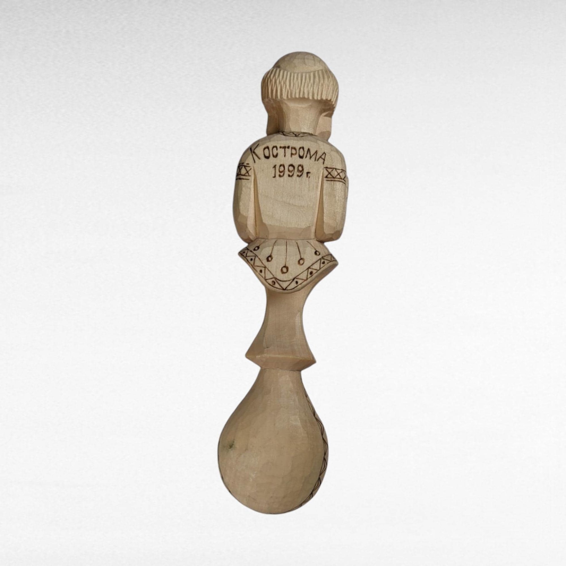 1999 Koctpoma Hand Carved Wooden Spoon, Russian Folk Art, Musician Spoon, Accordion Player, Collectible Spoon, Kitchen Decor