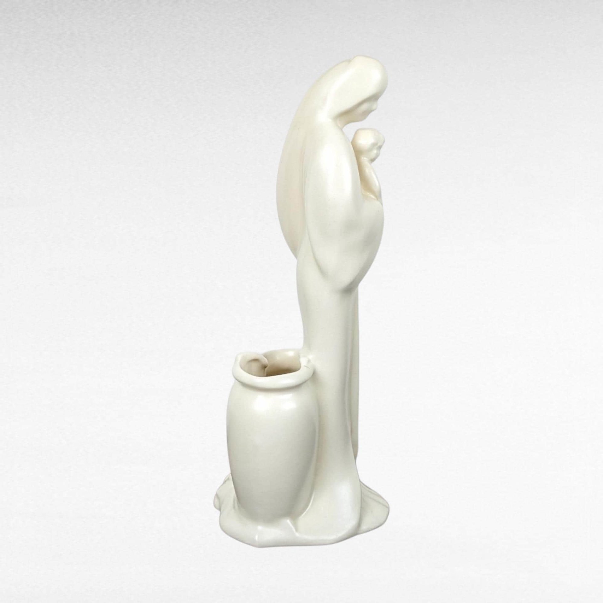 Vintage Haeger Pottery Madonna with Child Planter, White Ceramic Planter, Religious Figurine, Mid-Century Modern Decor