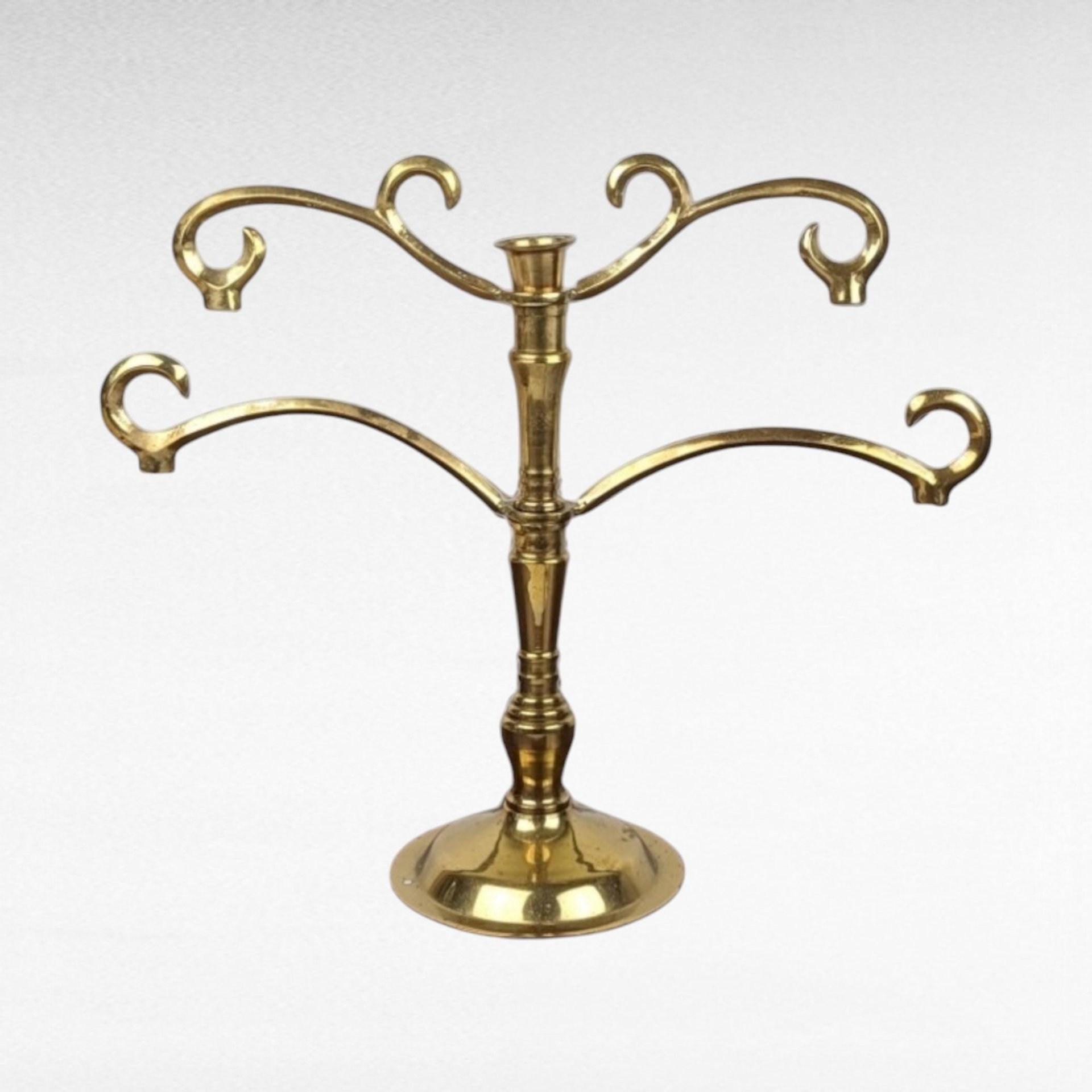 Vintage Brass Tone Candle Holder, Unique Candle Holder, Taper Candle Holder, Centerpiece