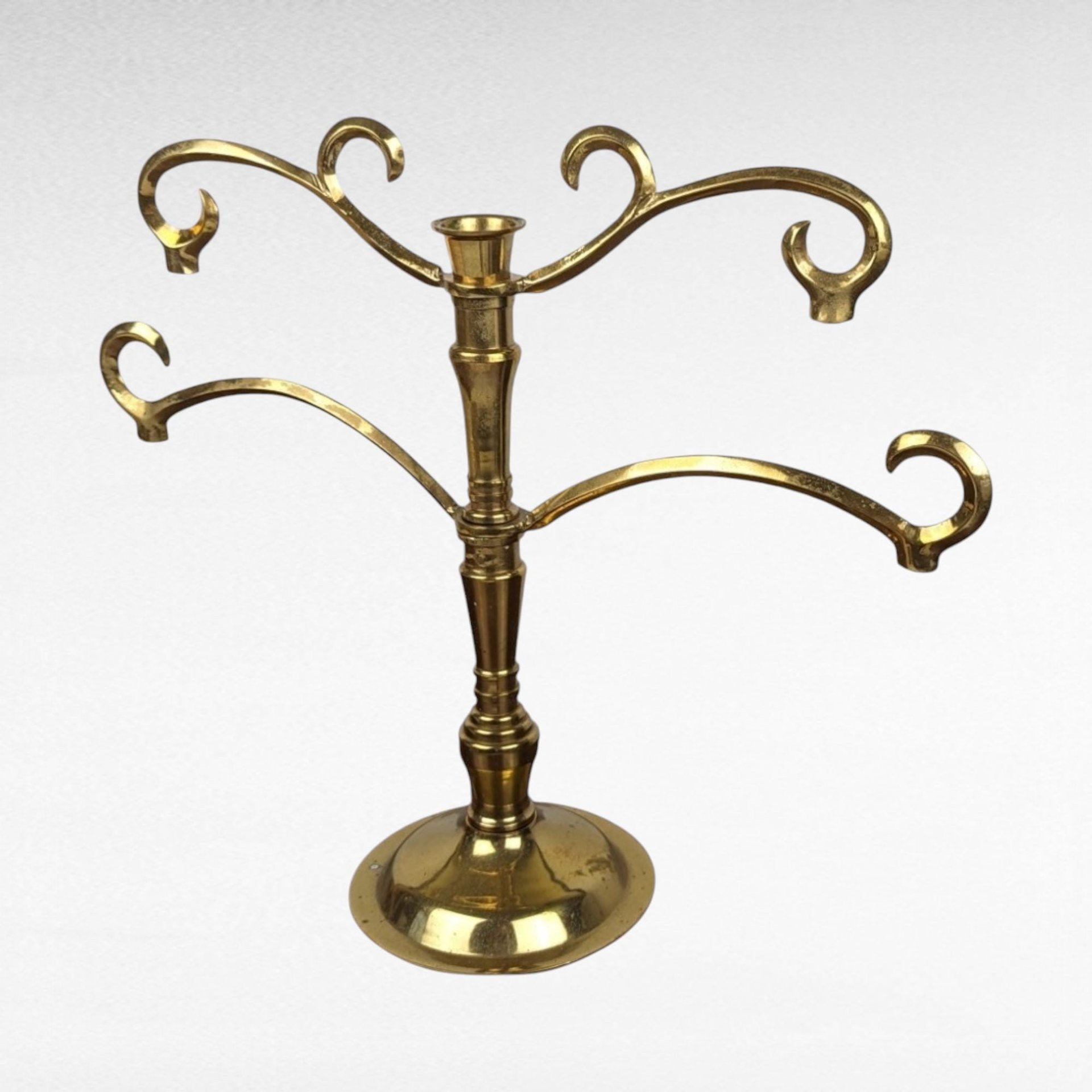 Vintage Brass Tone Candle Holder, Unique Candle Holder, Taper Candle Holder, Centerpiece
