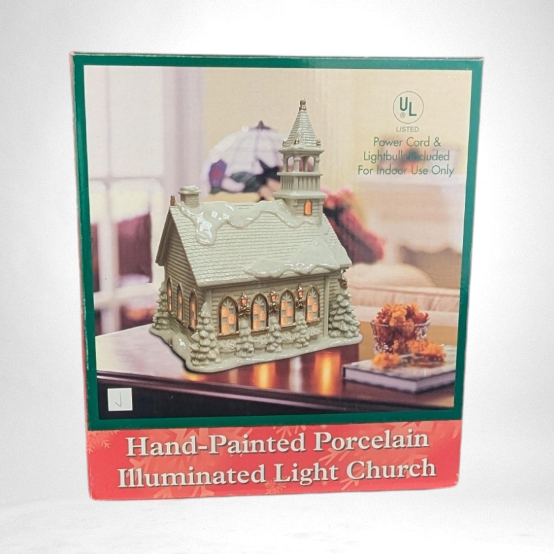 Vintage Hand Painted Porcelain Church | Illuminated Christmas Village Church | Holiday Decor