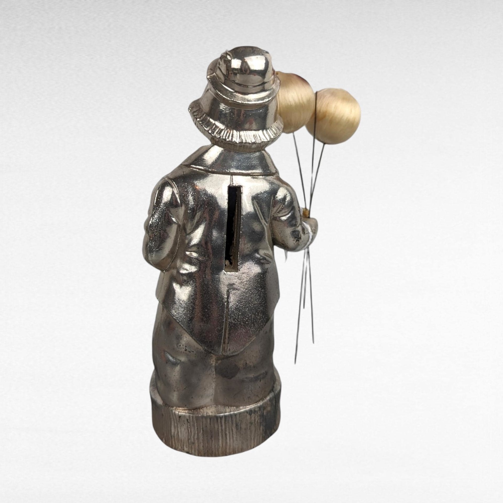 Vintage Metal Clown Bank | Silver-Tone Clown with Balloons | Retro Coin Bank | Collectible Bank