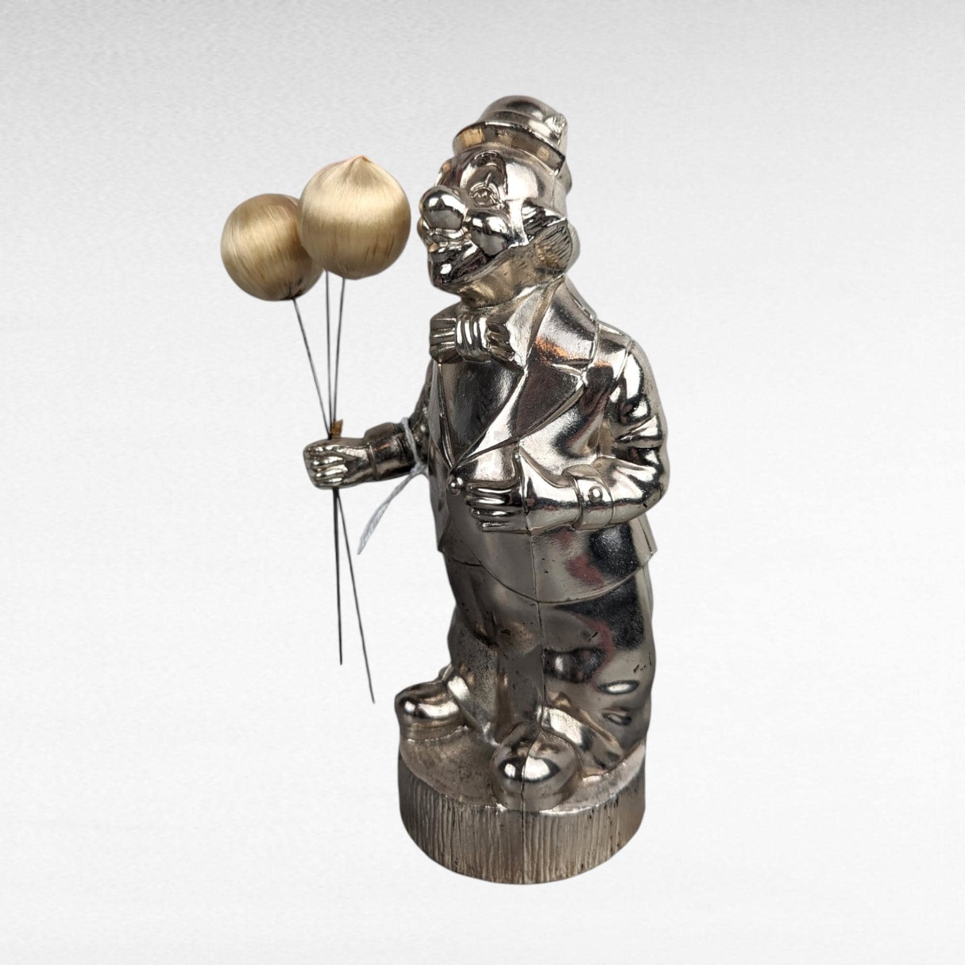 Vintage Metal Clown Bank | Silver-Tone Clown with Balloons | Retro Coin Bank | Collectible Bank