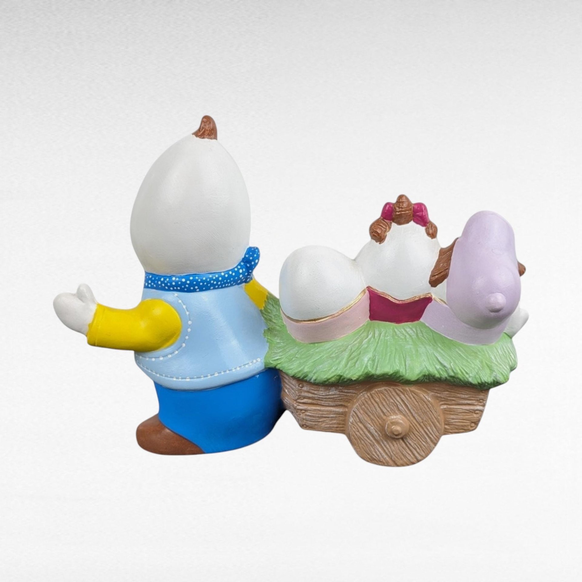 Vintage Hand Painted Egg Family Figurine | Ceramic Egg People | Whimsical Decor | Collectible Figurine