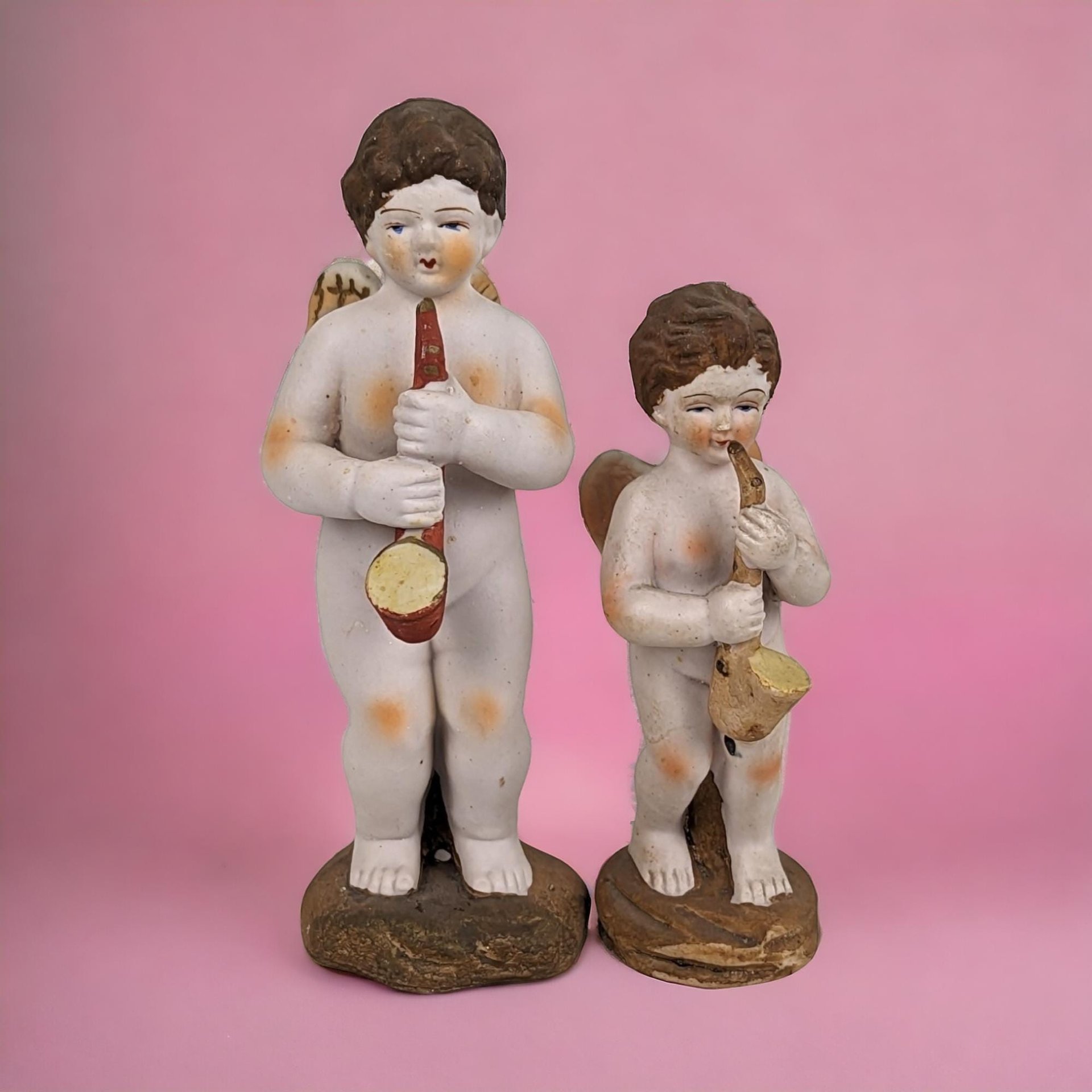 Vintage Occupied Japan Ceramic Cherubs | Angel Figurines | Musical Cherubs | Collectible Figurines