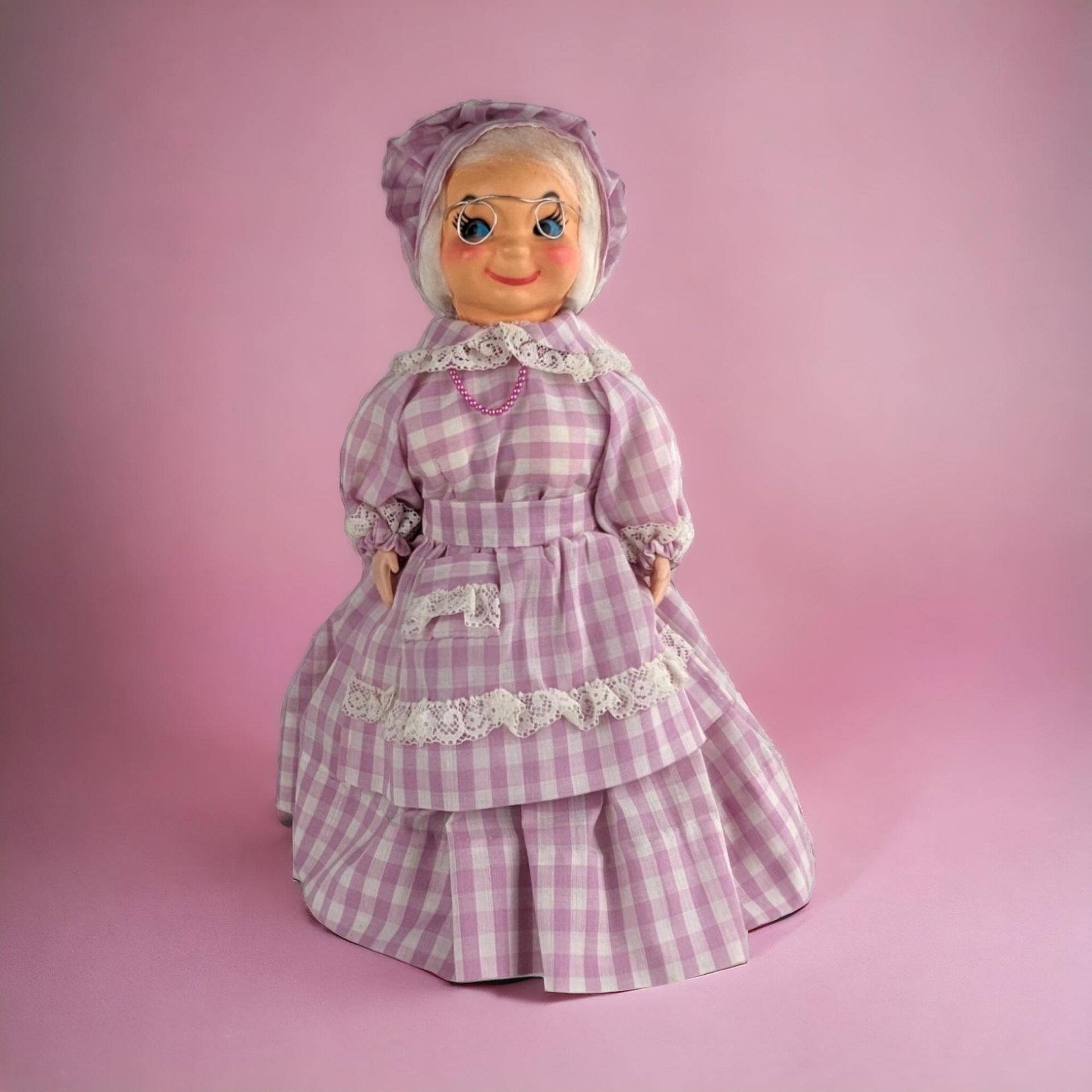 Vintage Handmade Soap Bottle Granny Doll with Glasses - 12" Folk Art Doll - Unique Gift - Whimsical Home Decor