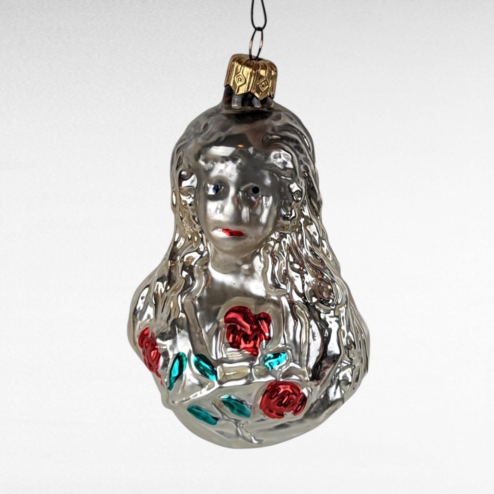 Vintage Inge-Glas Angel with Roses Christmas Ornament - German Glass Ornament