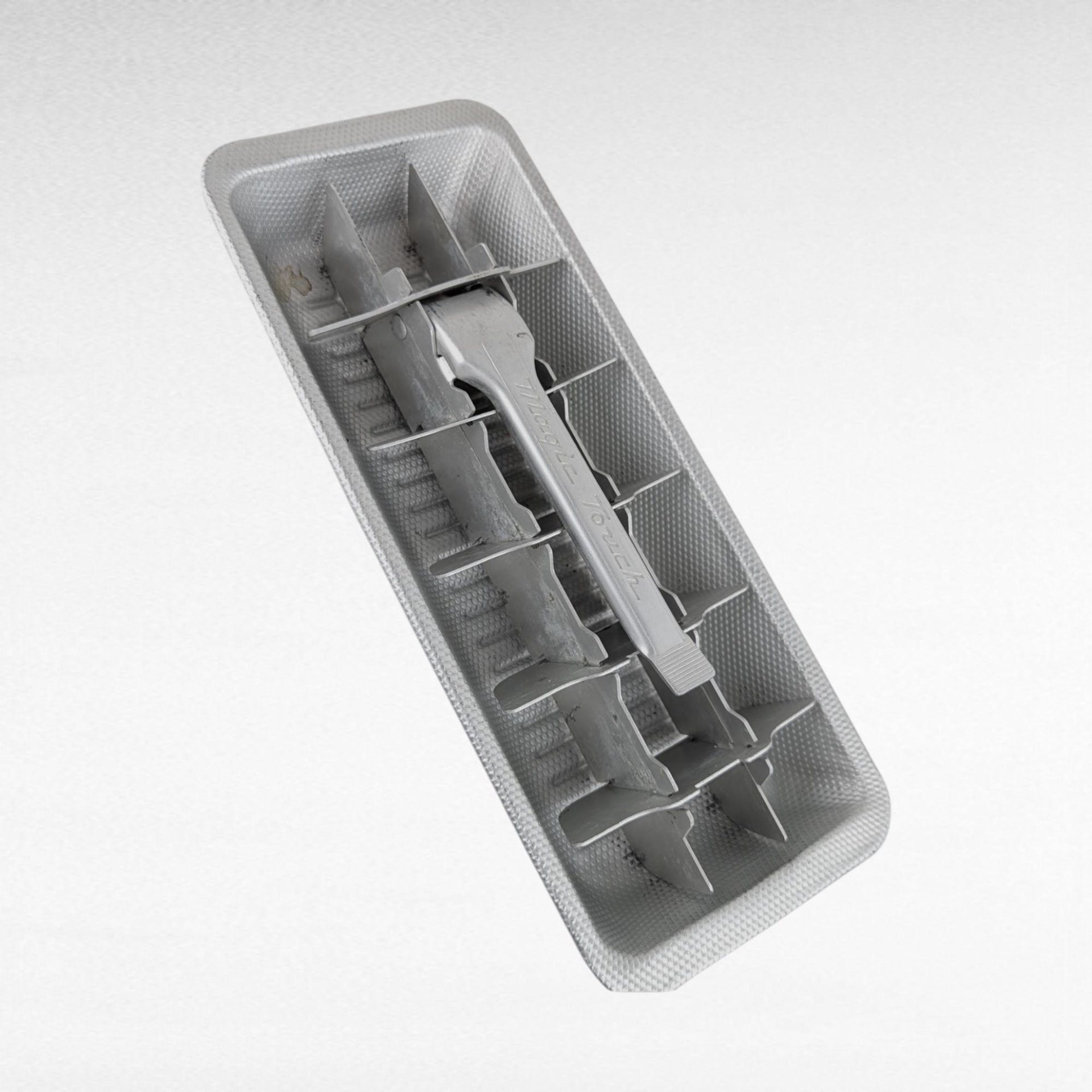 Vintage Magic Touch Ice Cube Tray - Aluminum Ice Tray with Lever - Retro Kitchen Gadget - Mid-Century Barware