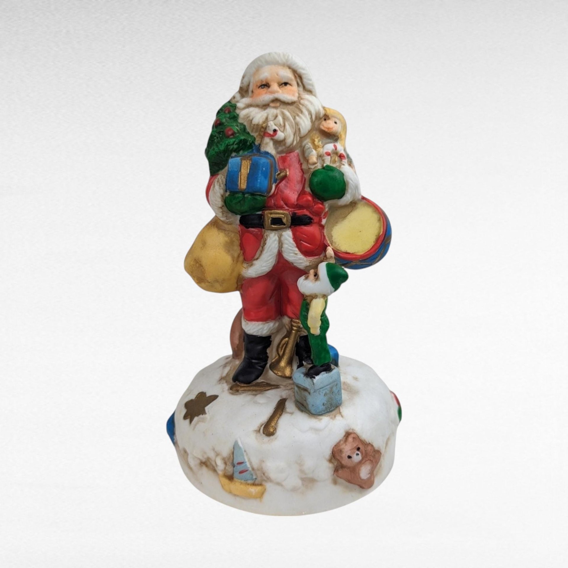 Vintage Christmas Decor Lot, Fitz and Floyd Nutcracker Platter, Musical Santa, Snowman Salt & Pepper