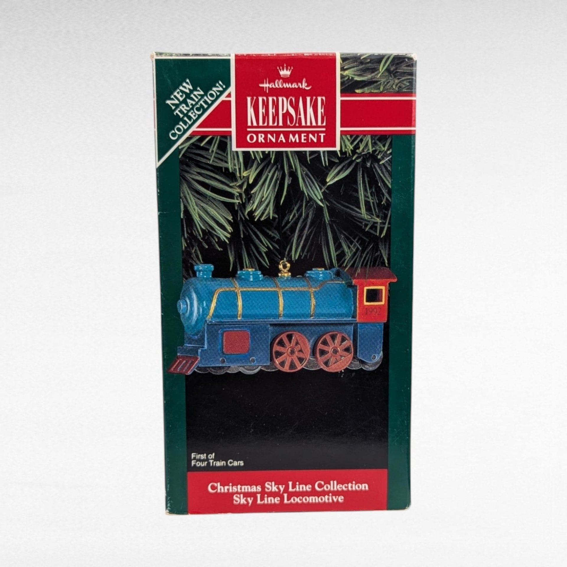 Vintage Hallmark Train Ornaments - Christmas Skyline Collection & Silver Star - 1992 Keepsake Ornaments with Boxes
