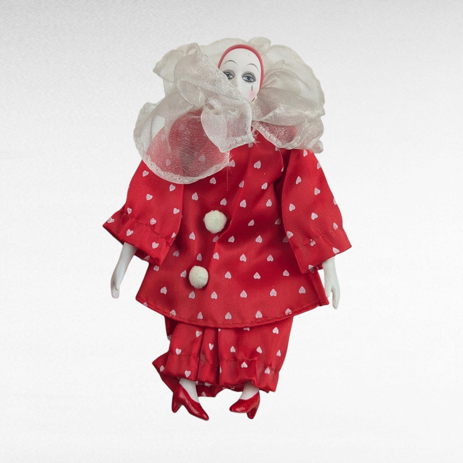 Vintage Porcelain Clown Dolls, Set of 3, Small Harlequin Dolls, Pierrot Clown, Sad Clown, Collectible Dolls, Circus Decor