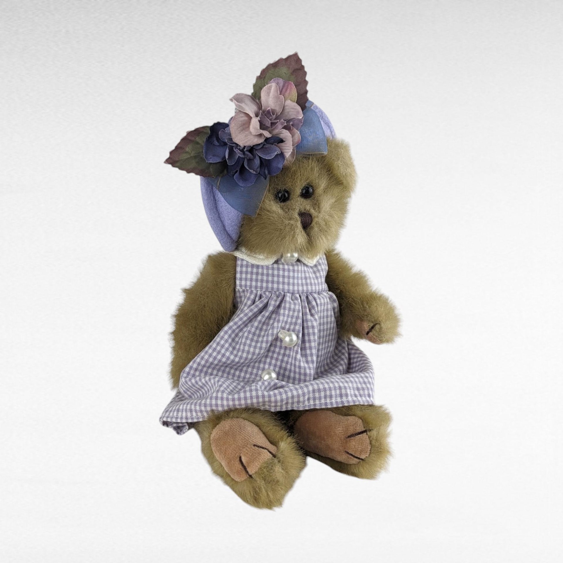 Bearington Collection Abby Bear, Lavender Dress, Plush Teddy Bear, 11" Bear, Collectible Bear, Gift for Girl, Nursery Decor