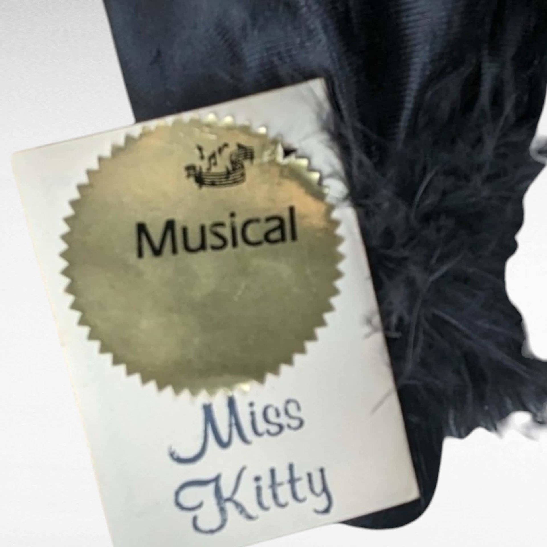 Crawfords Collectibles Miss Kitty Cat Doll | 27" Musical Plush Doll | Vintage Cat Collectible | Gothic Decor