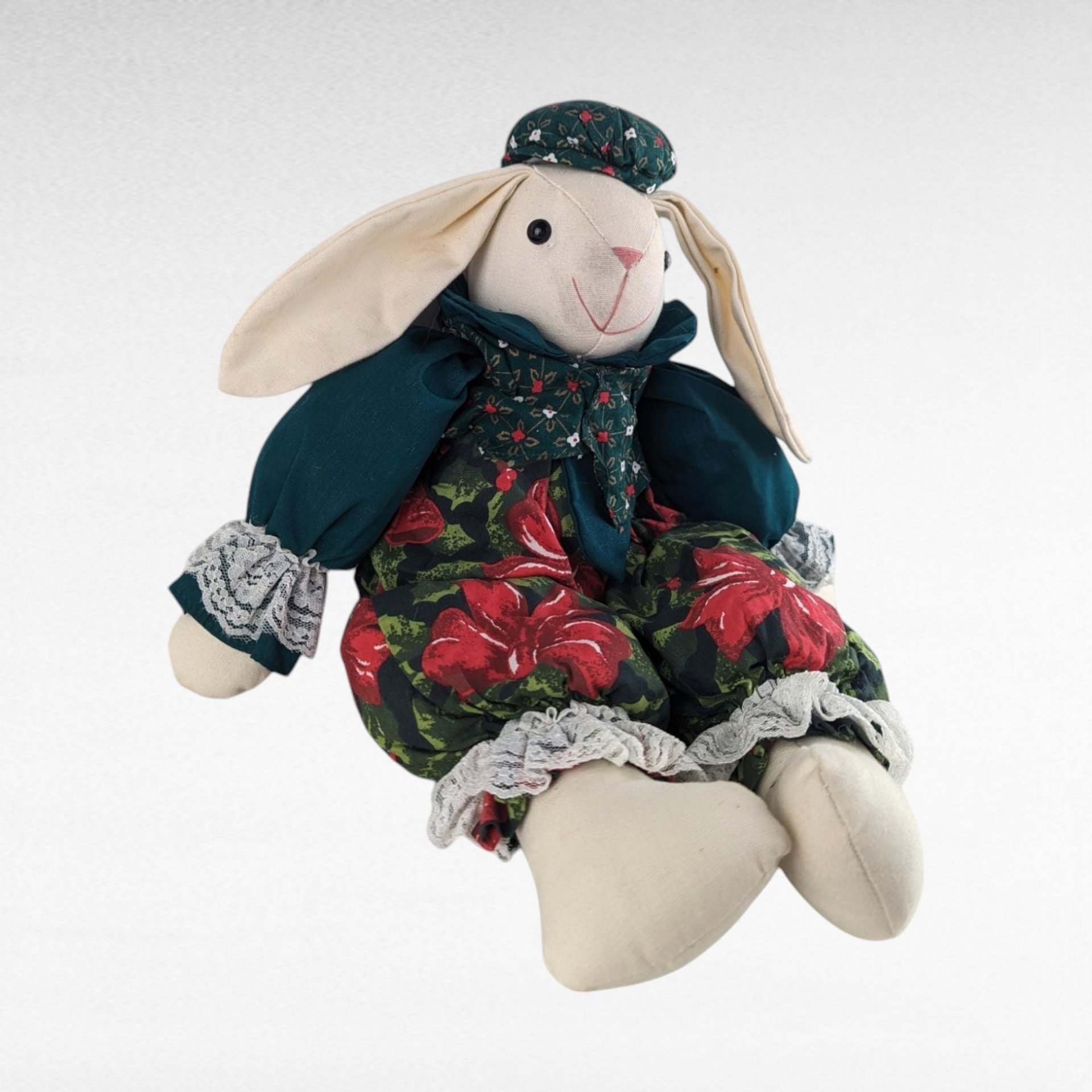 Vintage Ganz Heritage Collection Plush Bunny Rabbits | Christmas Bunnies | Holiday Decor | Stuffed Animal Couple