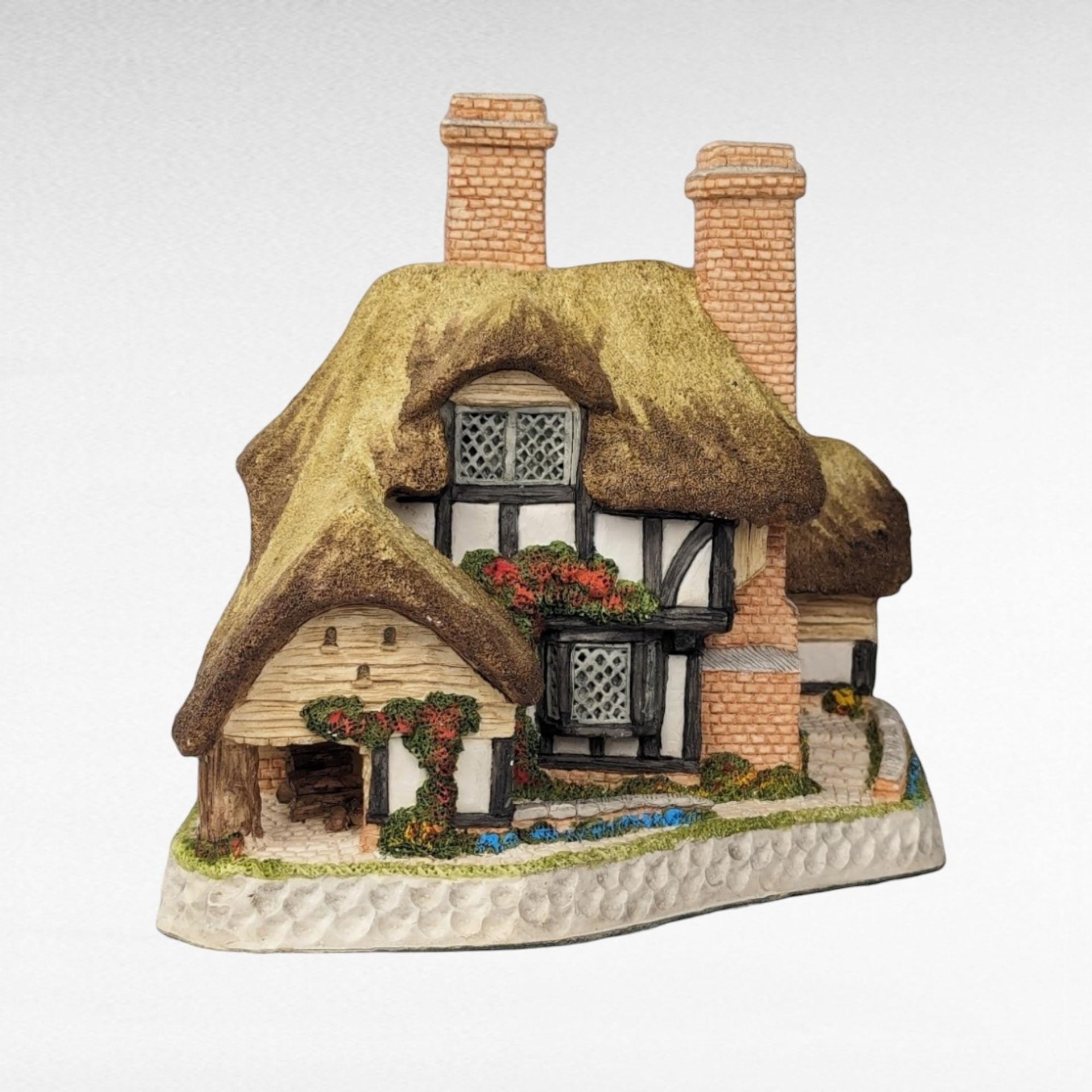 1991 David Winter Moonlight Haven Cottage, Collectible English Village, Thatched Roof Cottage, Gift for Collectors