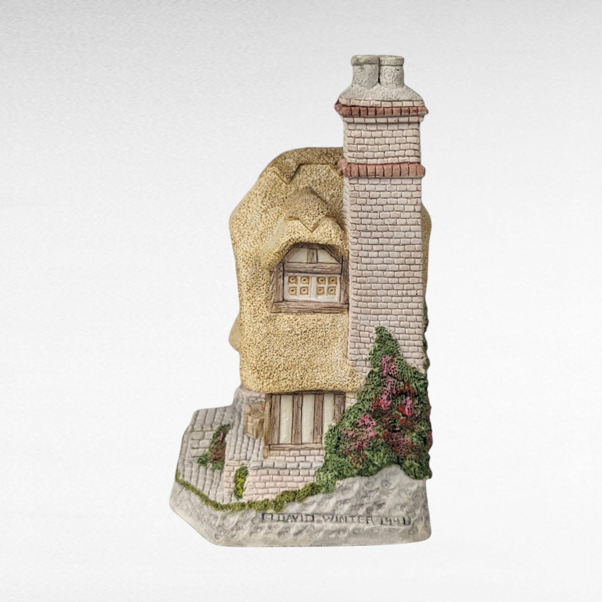 1991 David Winter Audrey's Tea Room Cottage, Signed, Collectible English Village, Thatched Roof, Gift for Tea Lovers
