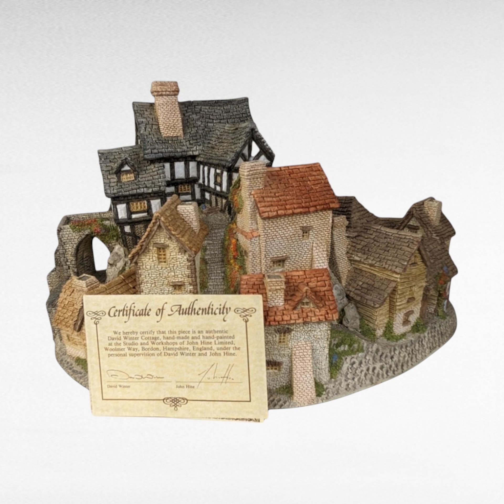 1981 David Winter Cottages "The Village" | Large, Vintage Collectible | with Original Box