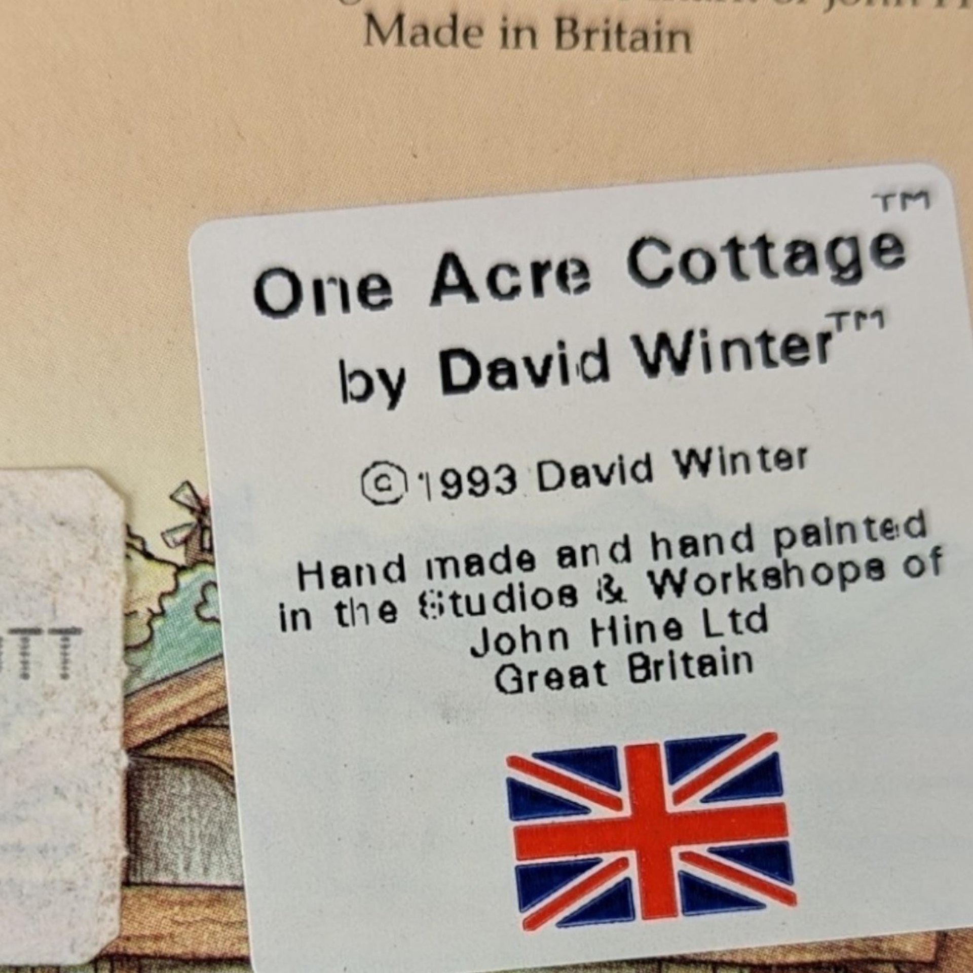 1993 David Winter Cottage "One Acre Cottage" | with COA and Original Box | Vintage Collectible