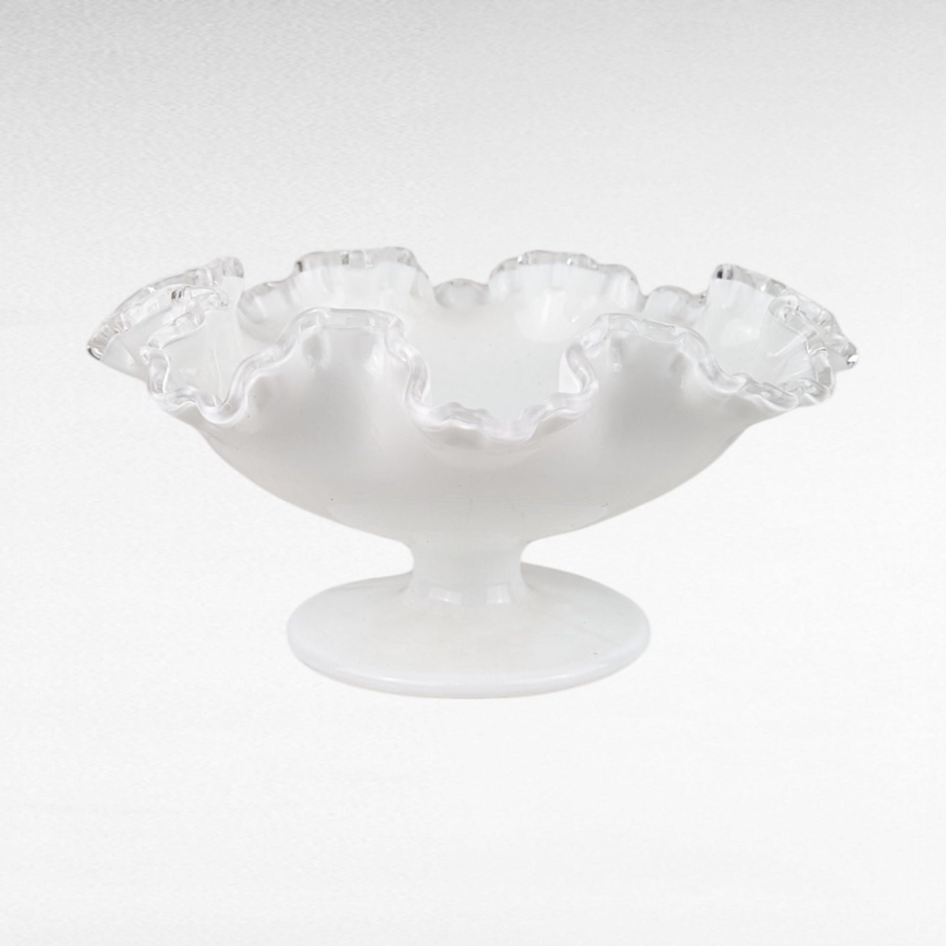 Fenton Silvercrest Milk Glass Ruffled Pedestal Dish | Vintage Candy Dish | 1960s Glassware | Candy Dish