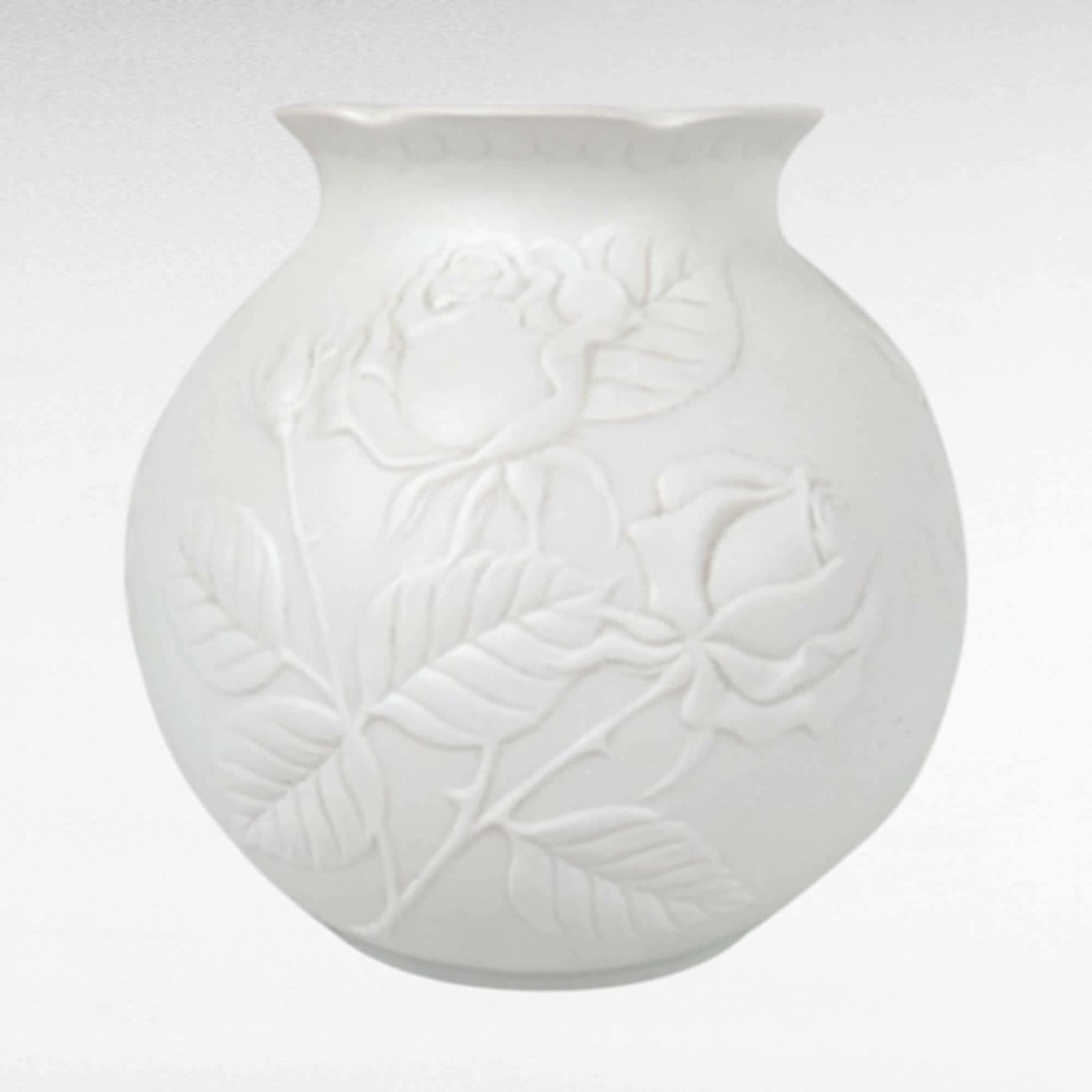 Vintage Kaiser White Bisque Vase with Embossed Roses, 1980s Porcelain Flower Vase, Home Decor, Wedding Gift, 5.5 inches