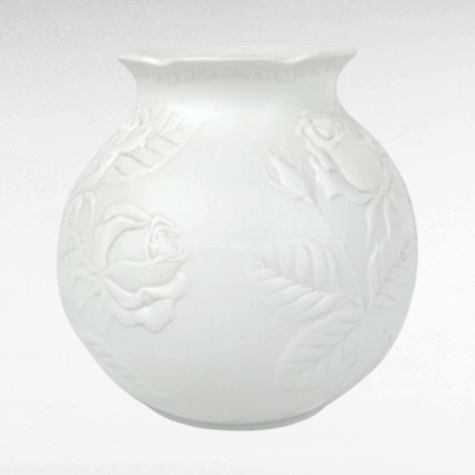 Vintage Kaiser White Bisque Vase with Embossed Roses, 1980s Porcelain Flower Vase, Home Decor, Wedding Gift, 5.5 inches