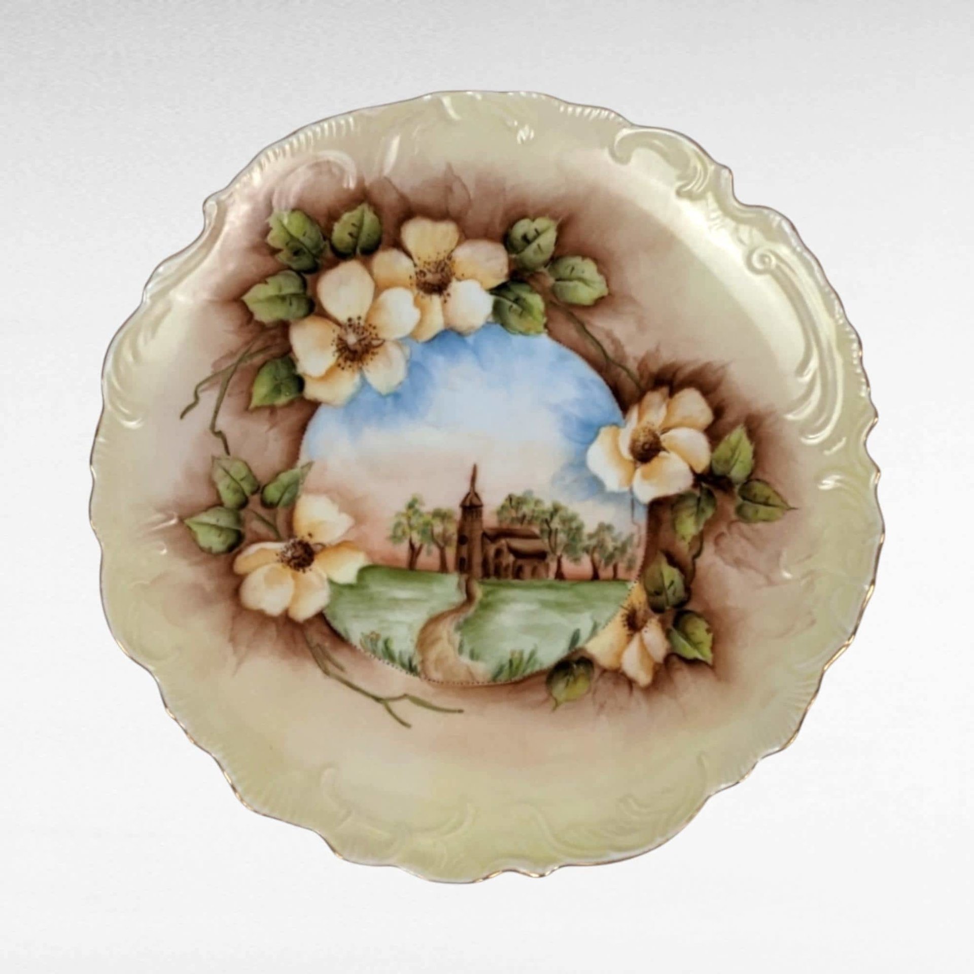 Susan Johnson Plates, Set of 4, Hand Painted, Vintage 1971, Floral, Fruit, Landscape, Wall Decor, Collectible Plates