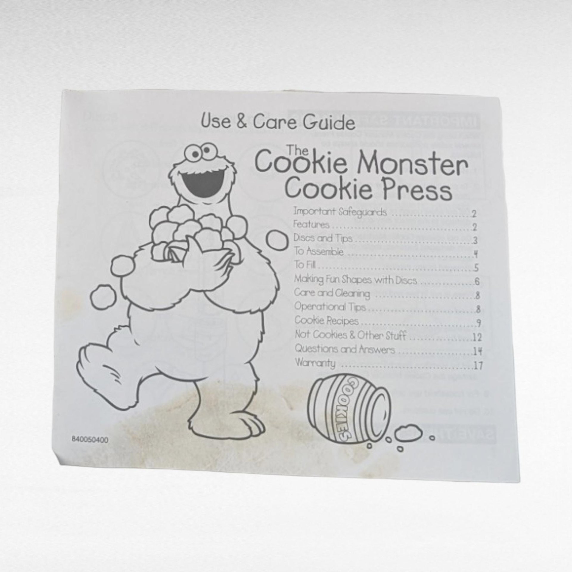 Vintage Hamilton Beach Sesame Street Cookie Monster Cookie Press | 1980s Cookie Press | Retro Kitchen Gadget | Cookie Making